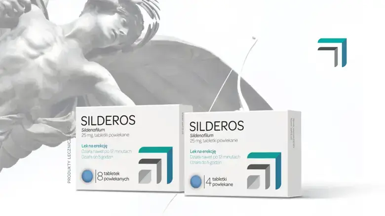 Silderos Max — opakowanie i blister tabletek powlekanych