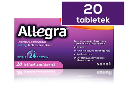 Allegra OTC opakowanie 20 tabletek