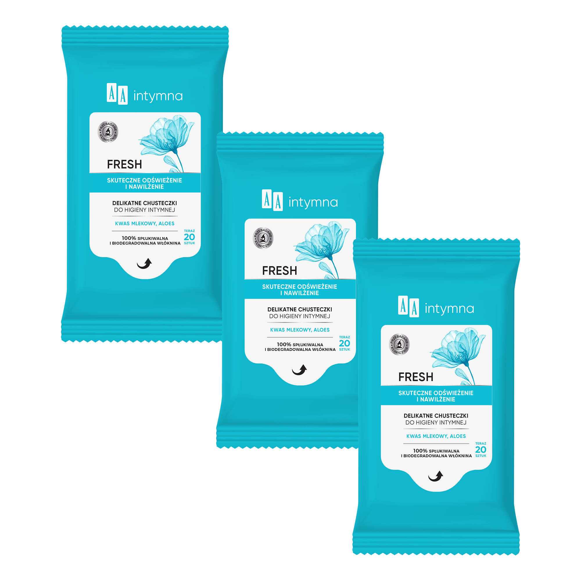 AA Intymna chusteczki do higieny intymnej fresh, 3 x 20 sztuk zdjęcie
