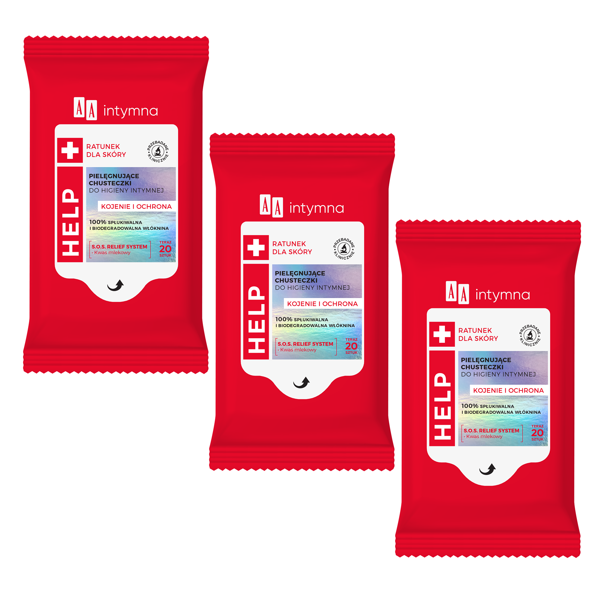 AA Intymna chusteczki do higieny intymnej help, 3 x 20 sztuk zdjęcie