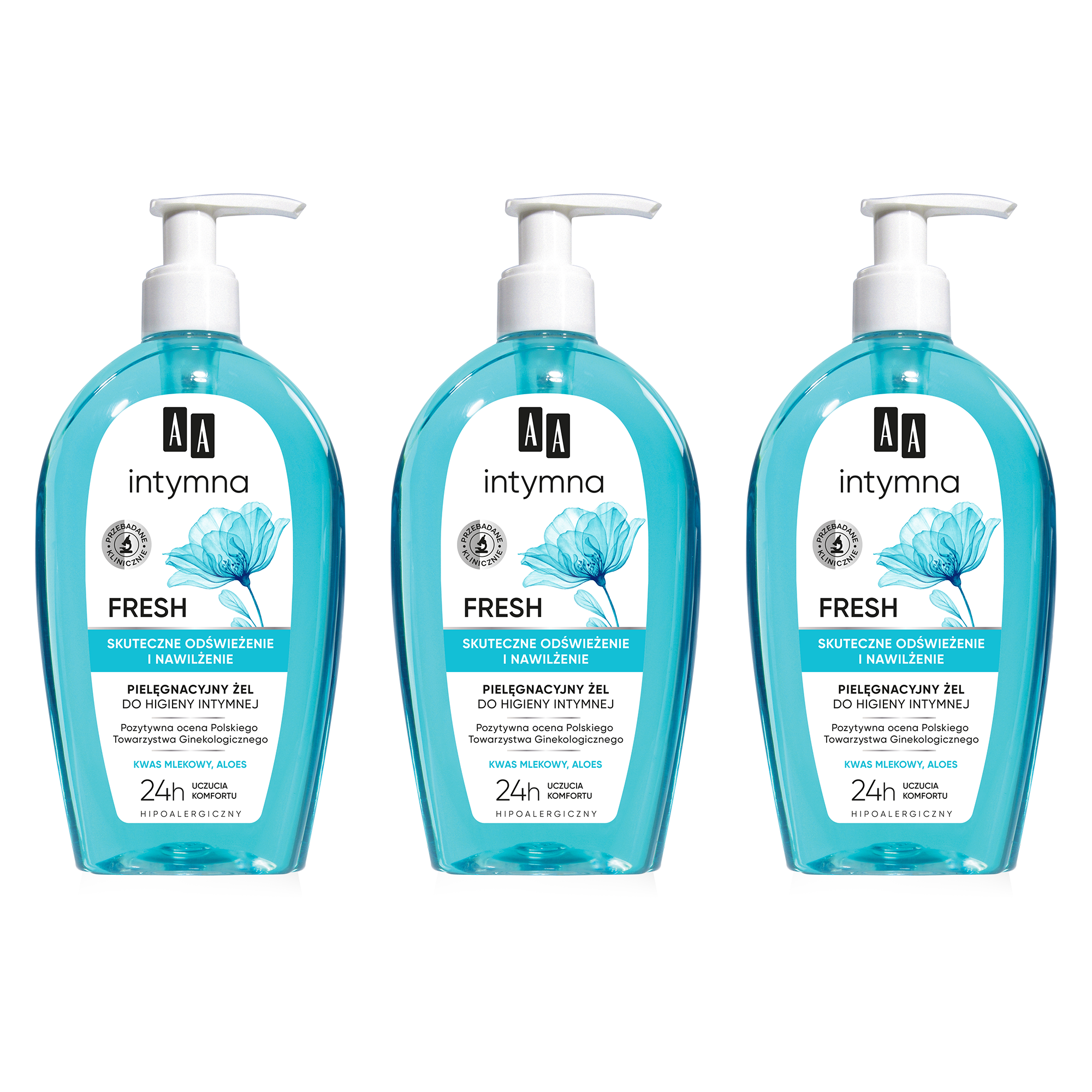 AA Intymna Fresh Pielęgnacyjny żel do higieny intymnej, 3 x 300 ml zdjęcie
