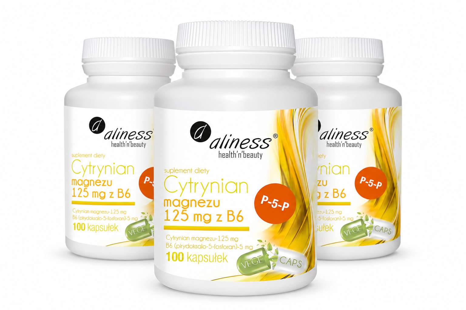 Aliness, Cytrynian magnezu 125 mg z B6, kapsułki, 3 x 100 sztuk