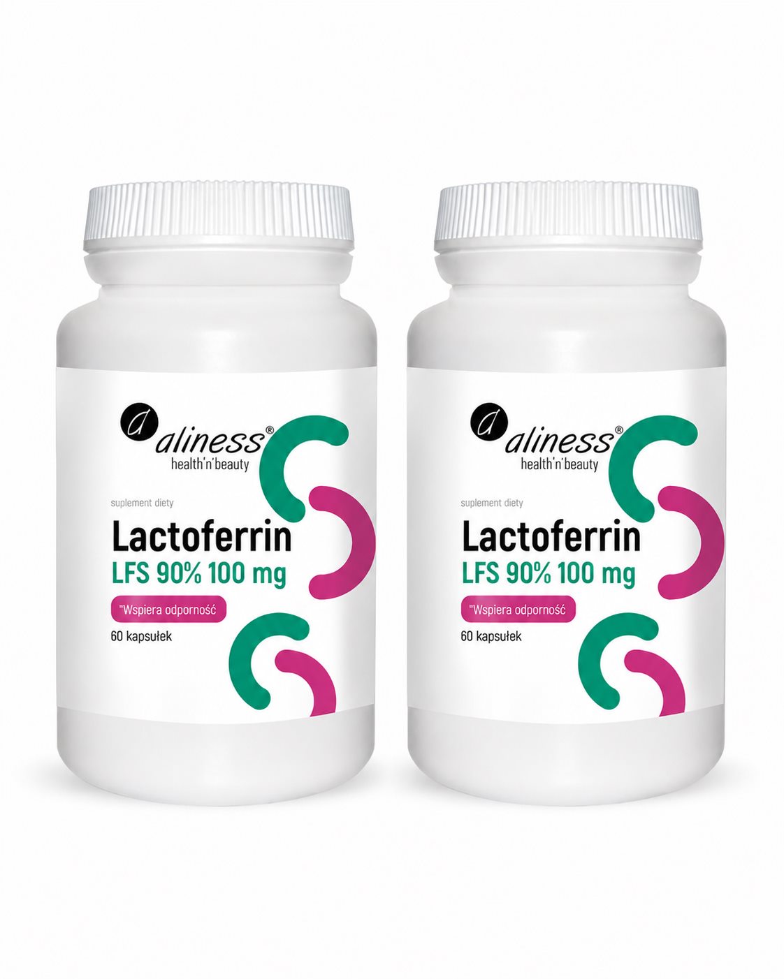 Aliness, Lactoferrin LFS 90%, 100 mg, kapsułki, 2 x 60 sztuk