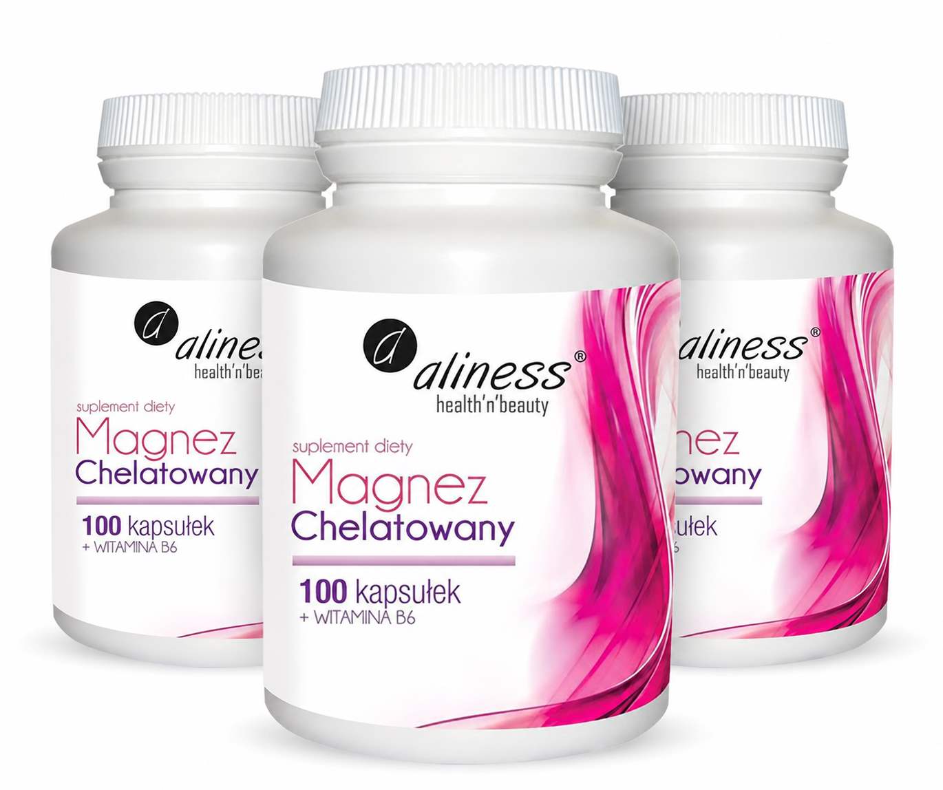 Aliness, Magnez Chelatowany + Witamina B6, kapsułki twarde, 3 x 100 sztuk