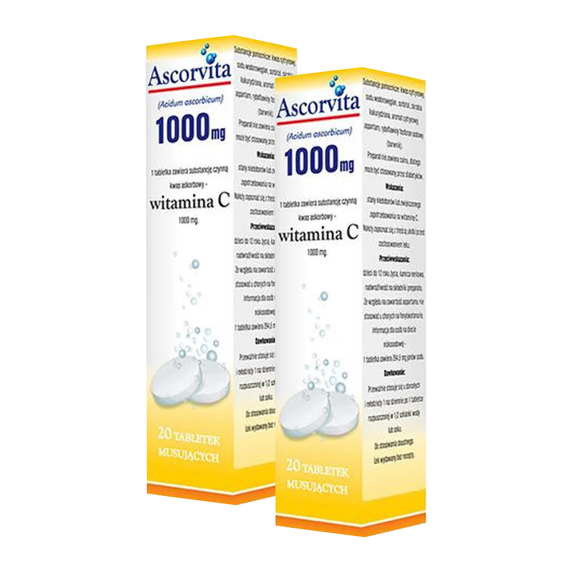 Ascorvita, 1000 mg, tabletki musujące, 2 x 20 sztuk zdjęcie