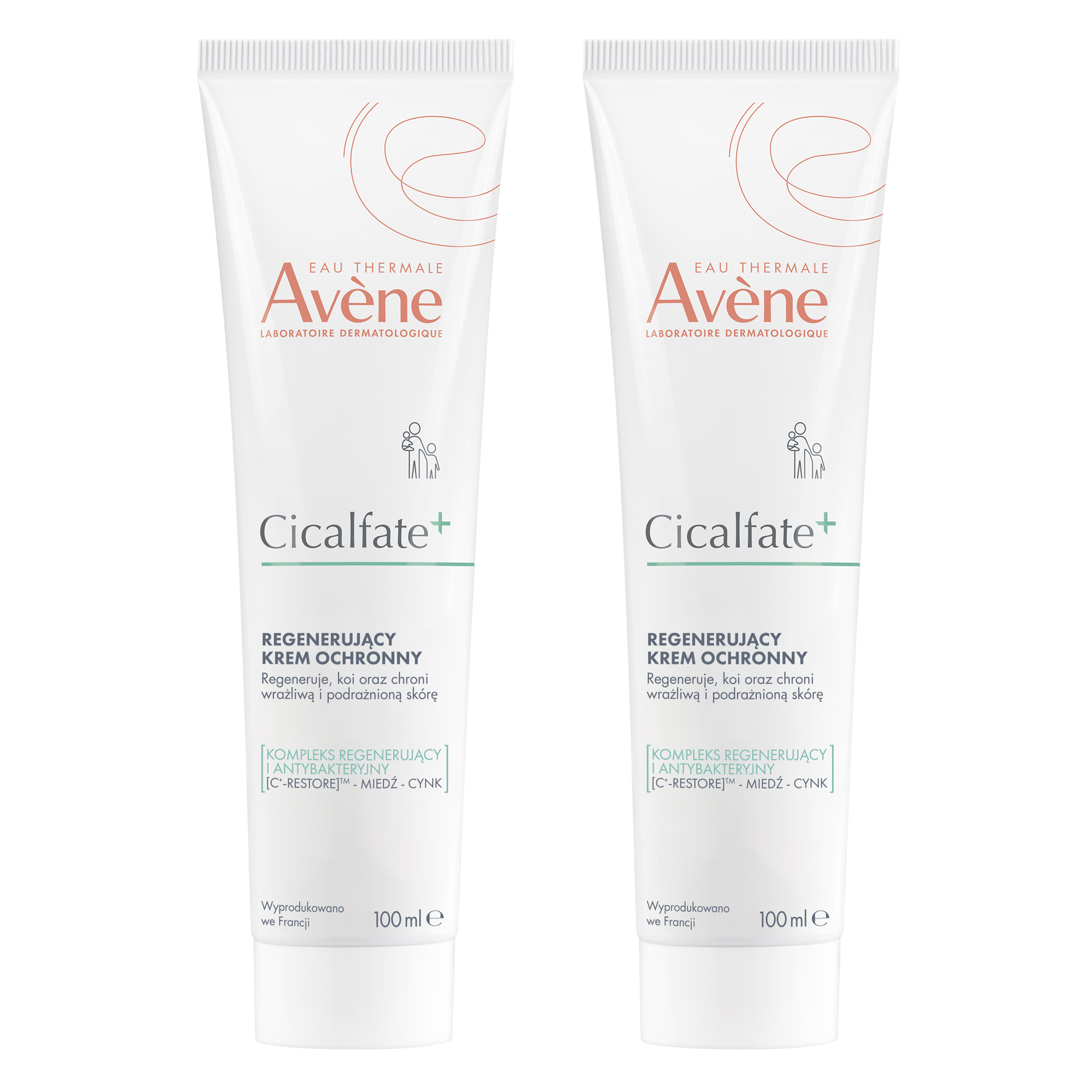 Avene Cicalfate+ Regenerujący krem ochronny, 2 x 100 ml