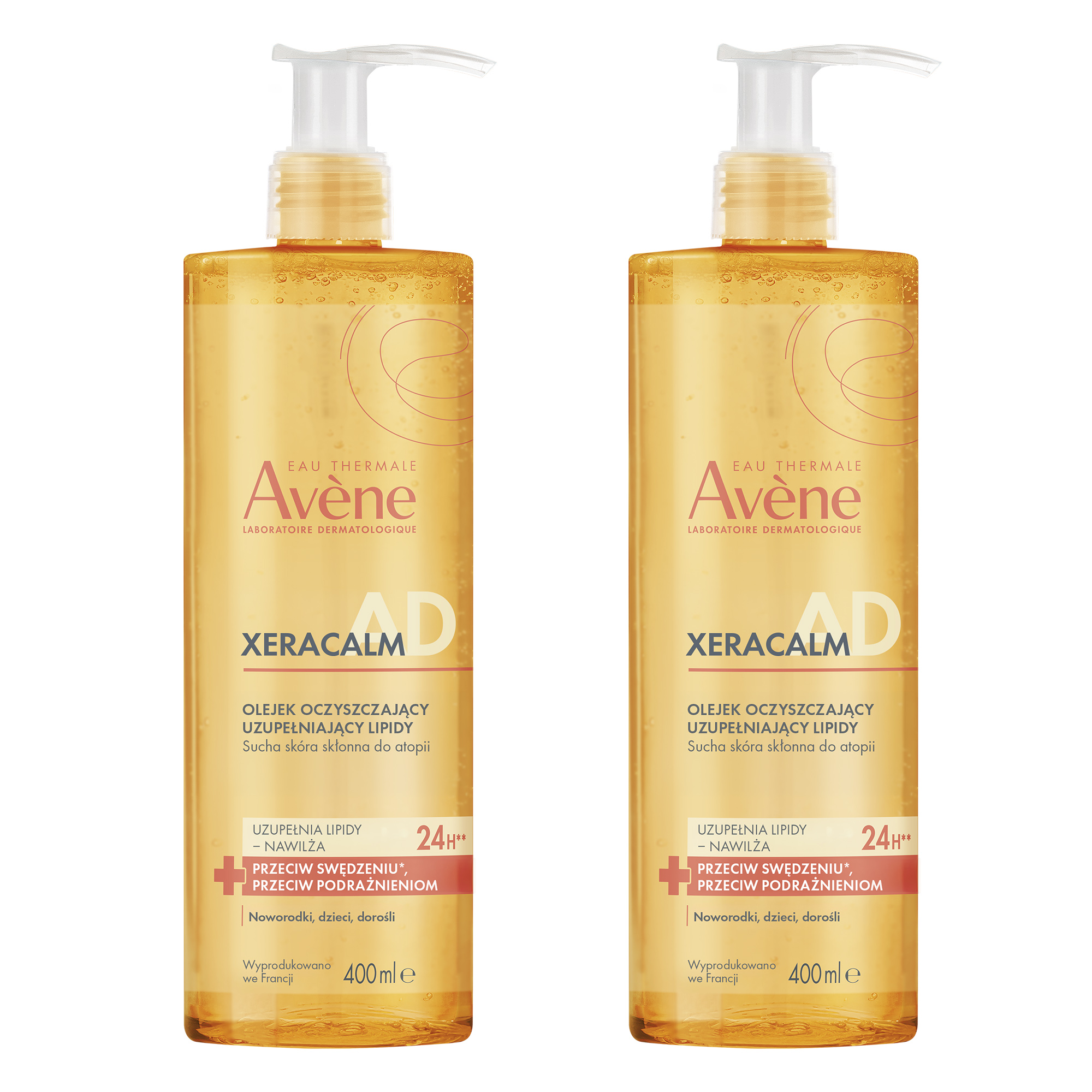 Avene XeraCalm A.D Olejek oczyszczający uzupełniający lipidy, skórka sucha i atopowa, 2 x 400 ml zdjęcie