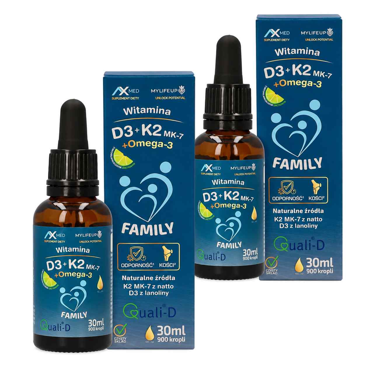 Ax Med D+K Omega 3 Krople, 2 x 30 ml zdjęcie
