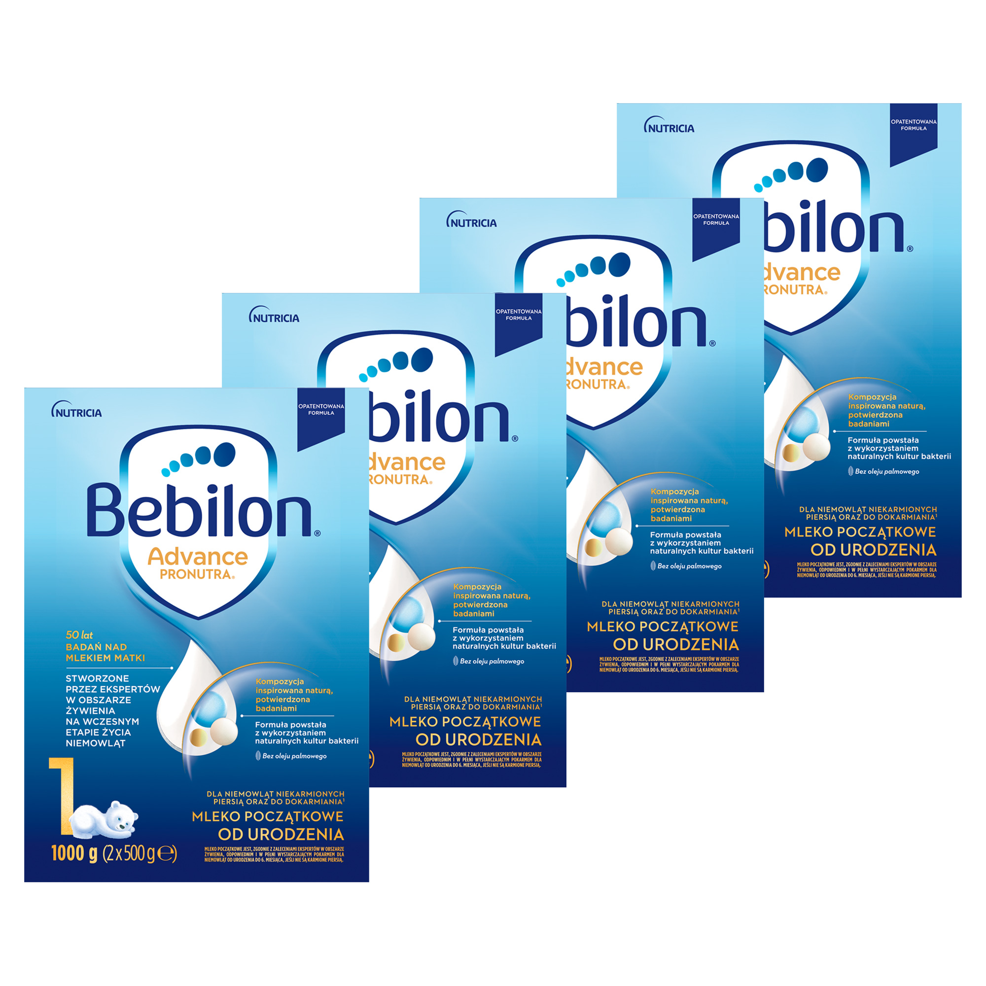 Bebilon Advance Pronutra 1, mleko początkowe od urodzenia, proszek, 4 x 1000 g (8 x 500 g) zdjęcie