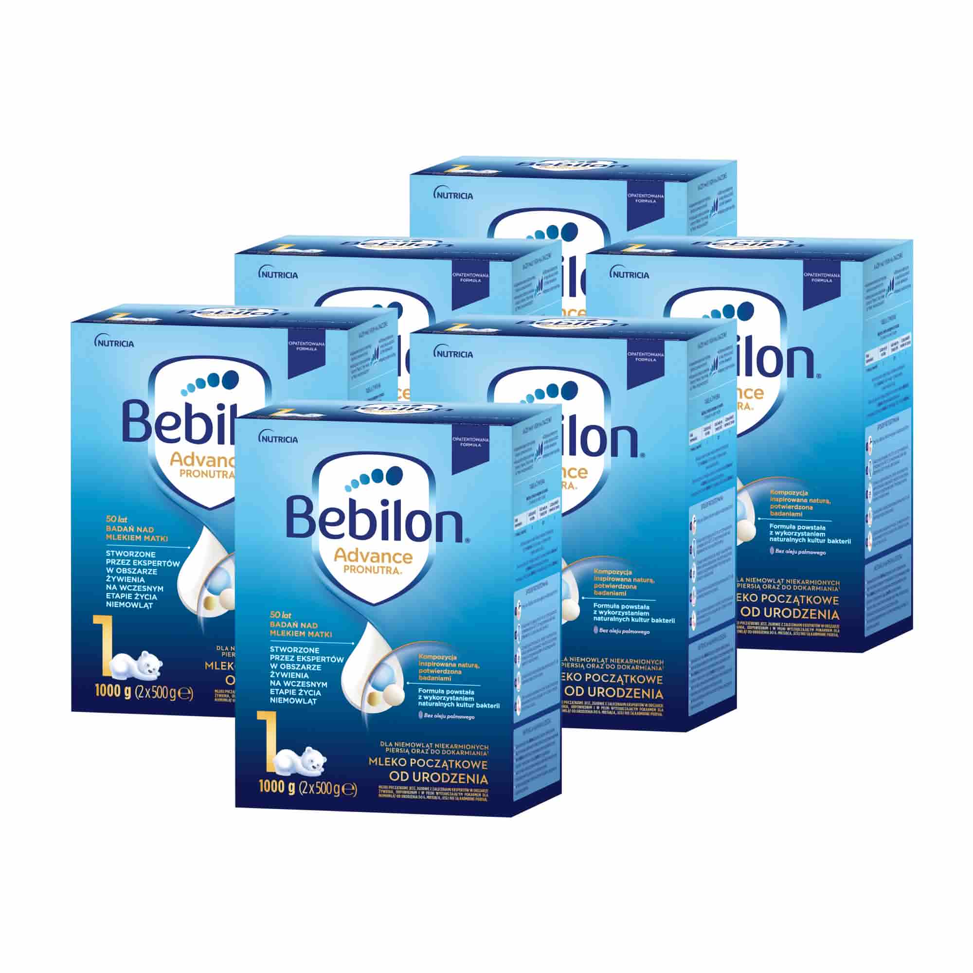 Bebilon Advance Pronutra 1, mleko początkowe od urodzenia, proszek, 6 x 1000 g (12 x 500 g) zdjęcie