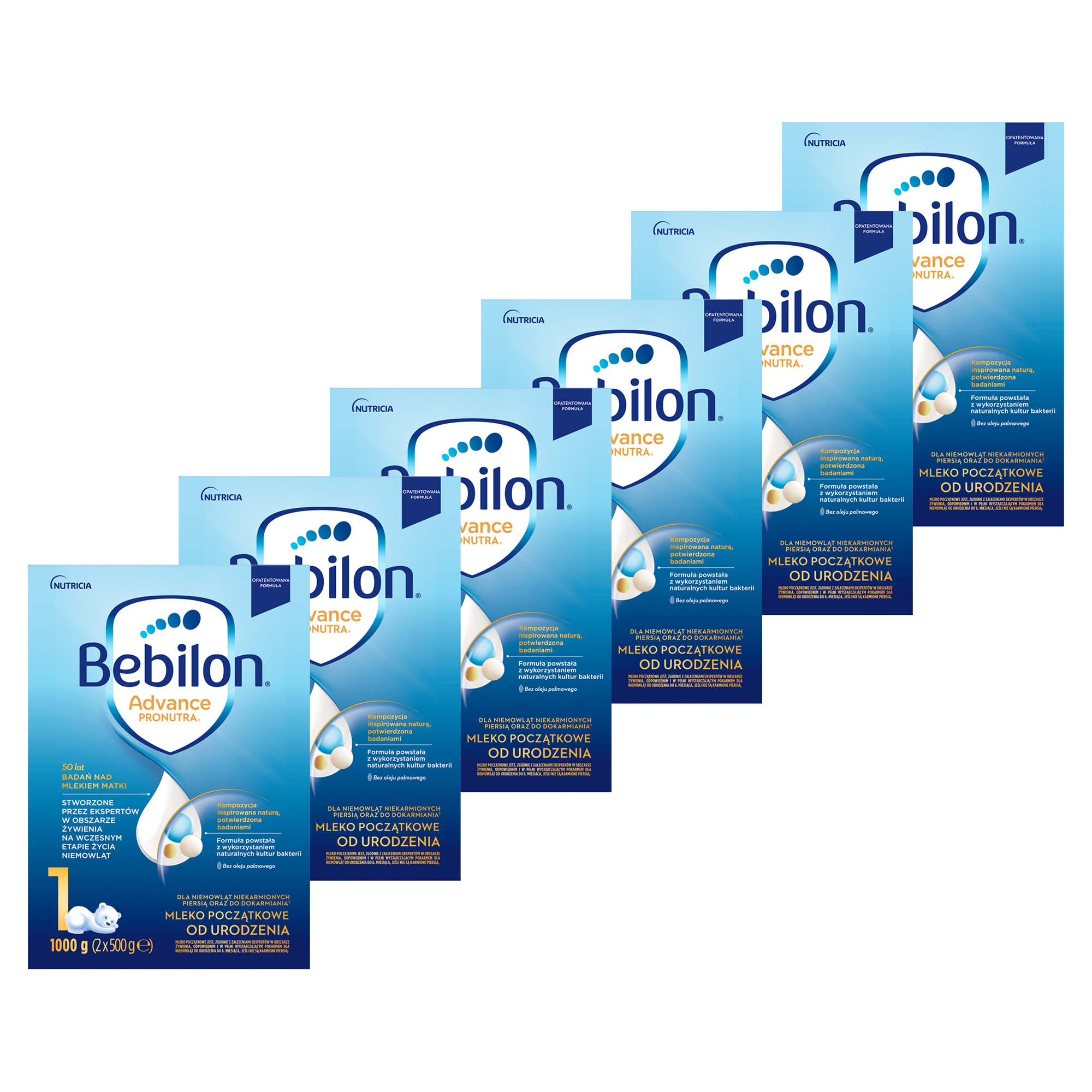 Bebilon Advance Pronutra 1, mleko początkowe od urodzenia, proszek, 6 x 1000 g (12 x 500 g) zdjęcie