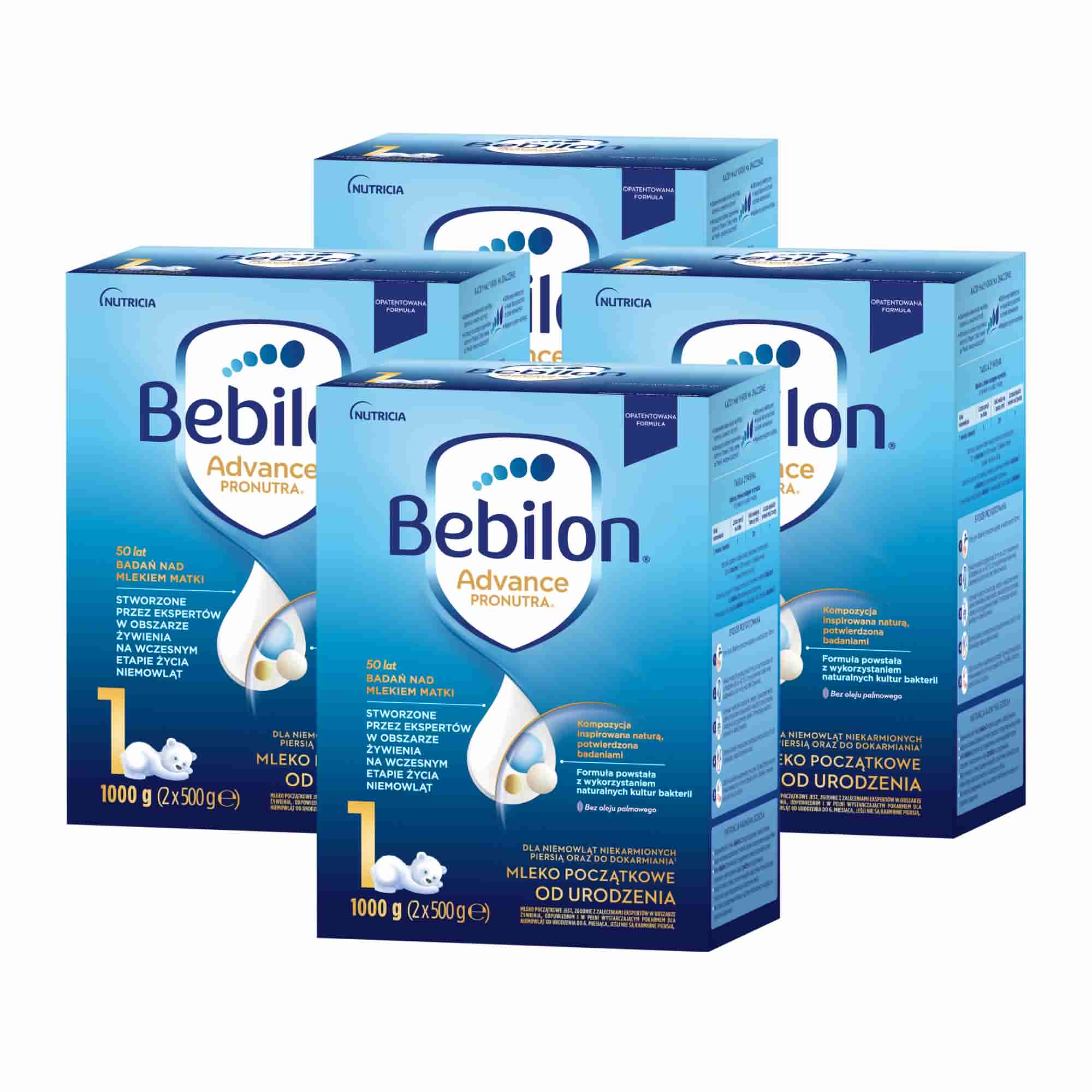 Bebilon Advance Pronutra 1, mleko początkowe od urodzenia, proszek, 4 x 1000 g (8 x 500 g) zdjęcie
