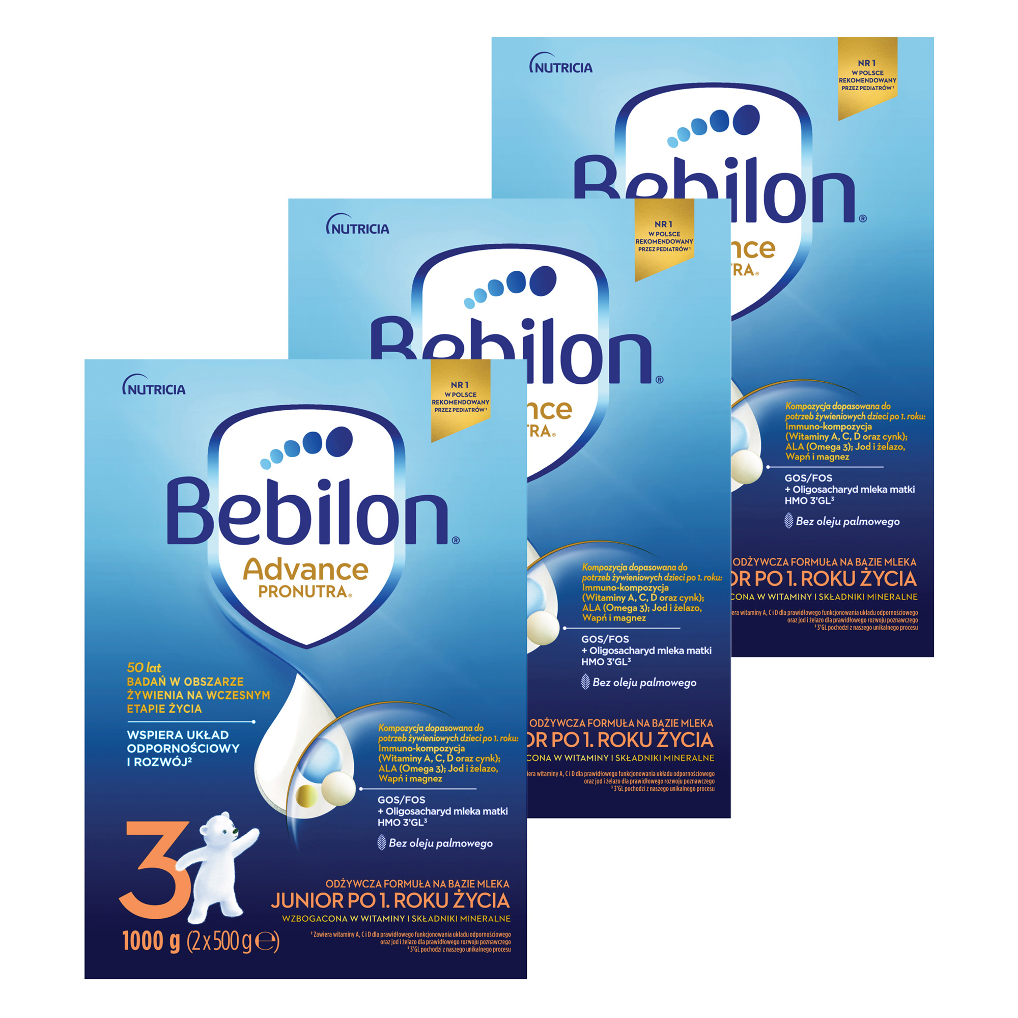 Bebilon Advance Pronutura 3 Junior formuła na bazie mleka po 1. roku życia, 3 x 1000 g zdjęcie