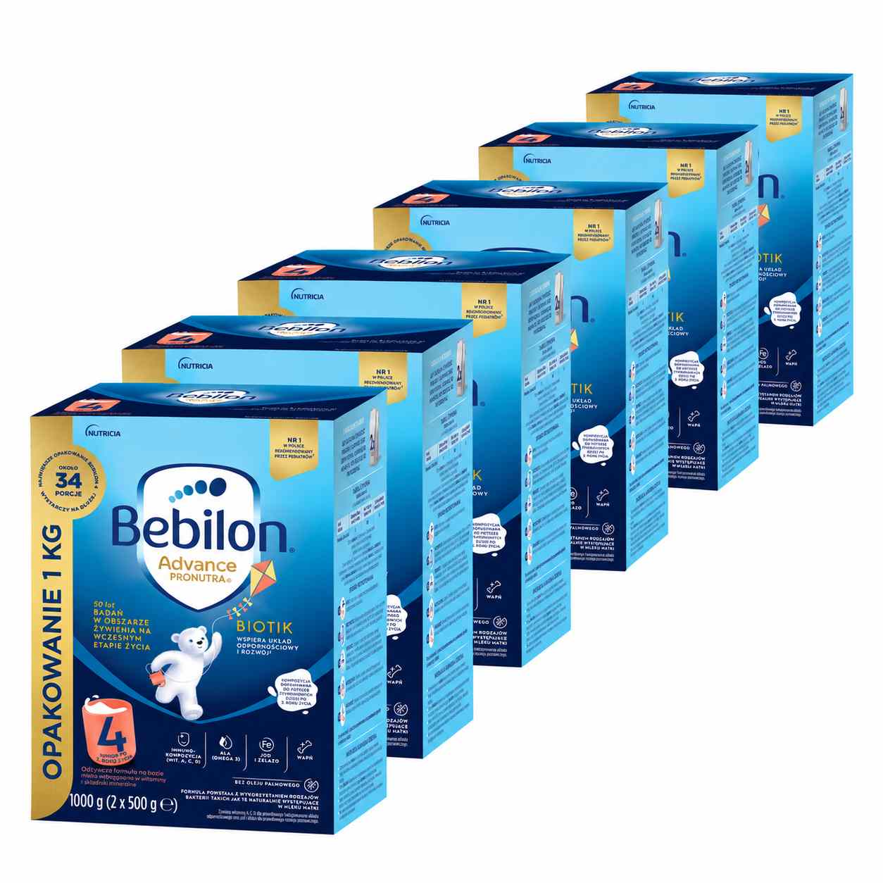 Bebilon 4 Advance Pronutra Biotik Junior, formuła na bazie mleka po 2. roku życia, 6 x 1000 g