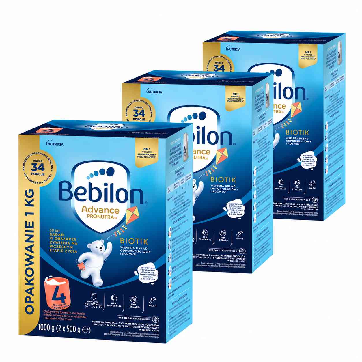 Bebilon 4 Advance Pronutra Biotik Junior, formuła na bazie mleka po 2. roku życia, 3 x 1000 g zdjęcie