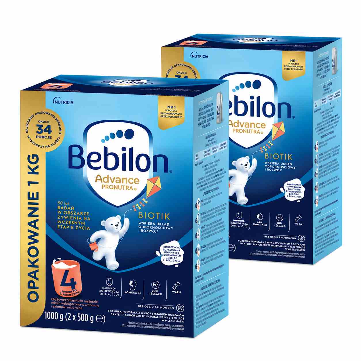 Bebilon 4 Advance Pronutra Biotik Junior, formuła na bazie mleka po 2. roku życia, 2 x 1000 g zdjęcie