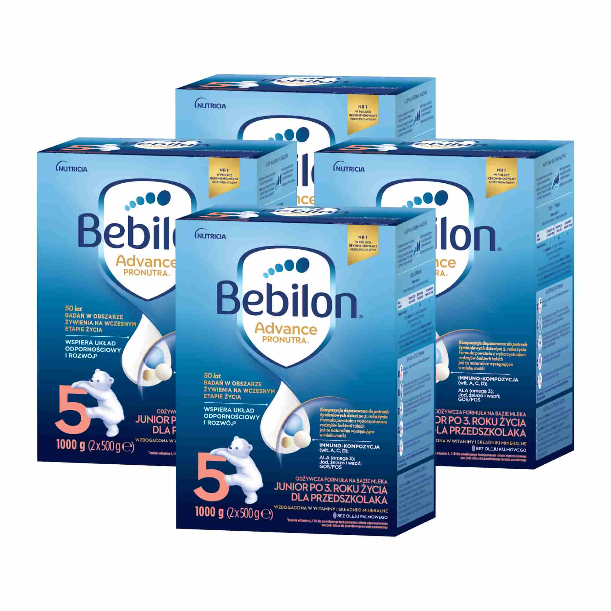 Bebilon 5 Advance Pronutra Junior, odżywcza formuła na bazie mleka dla przedszkolaka, 4 x 1000 g zdjęcie