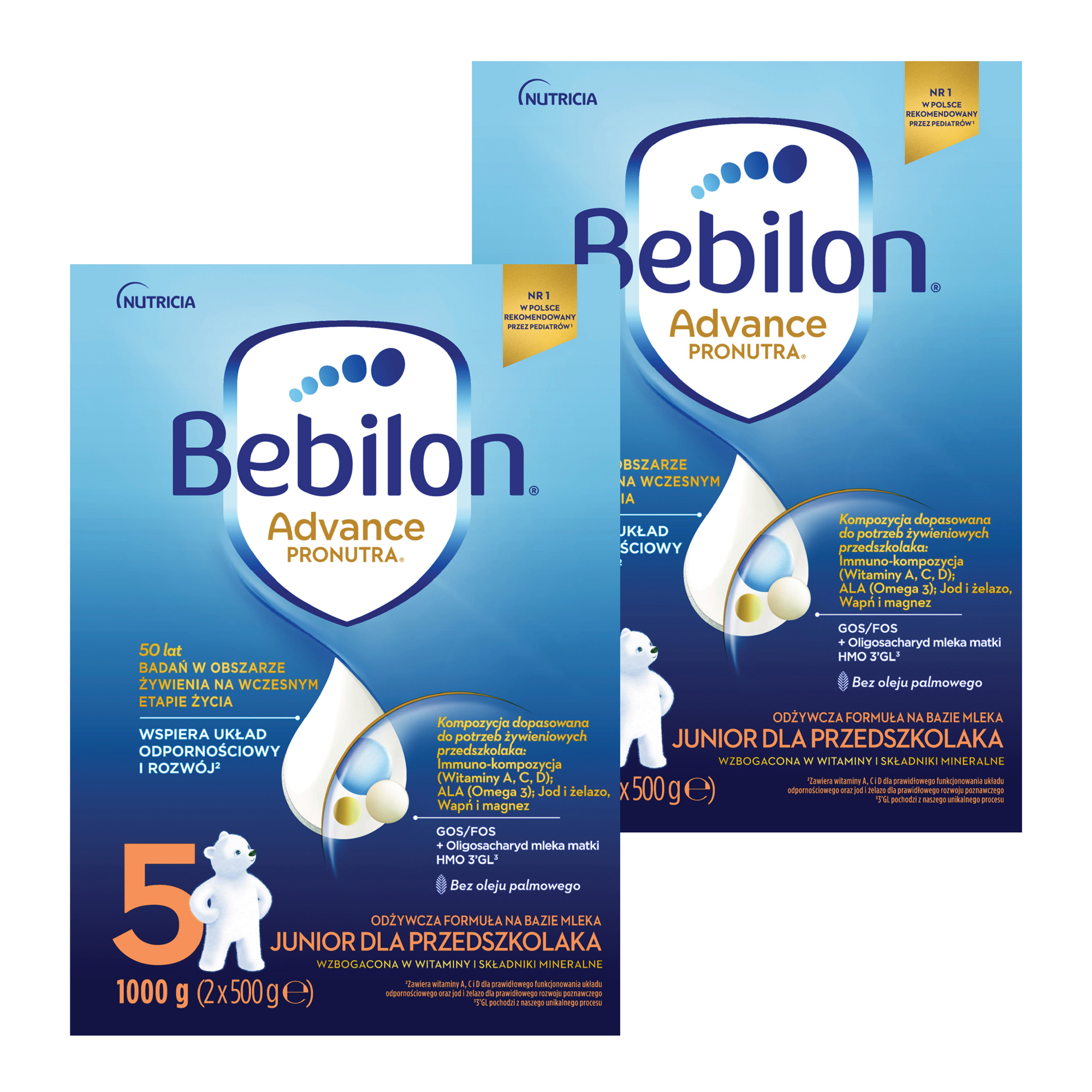 Bebilon 5 Advance Pronutra Junior, odżywcza formuła na bazie mleka dla przedszkolaka, 2 x 1000 g zdjęcie