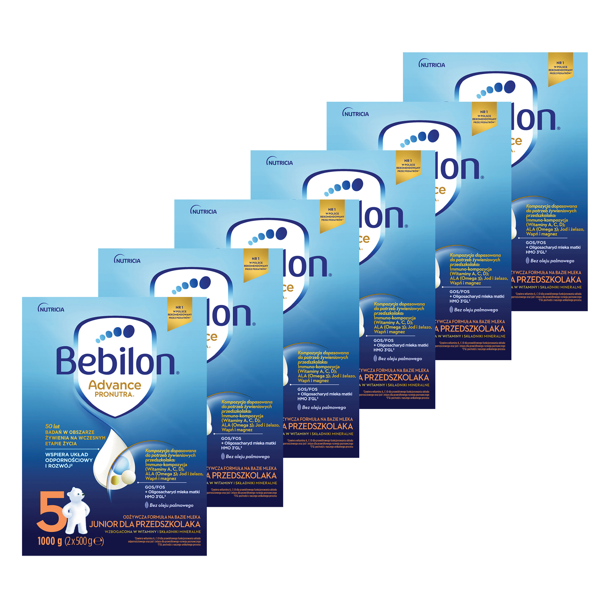 Bebilon 5 Advance Pronutra Junior, odżywcza formuła na bazie mleka dla przedszkolaka, 6 x 1000 g zdjęcie