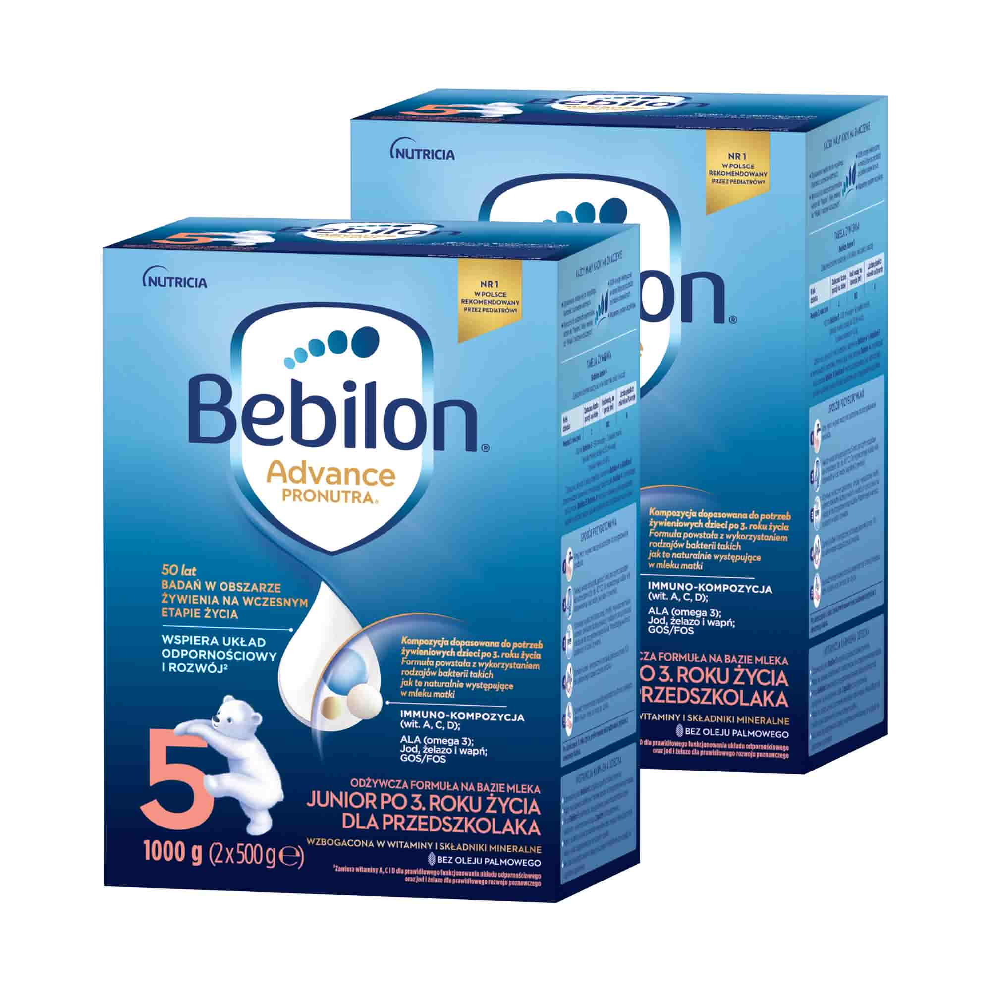 Bebilon 5 Advance Pronutra Junior, odżywcza formuła na bazie mleka dla przedszkolaka, 2 x 1000 g zdjęcie