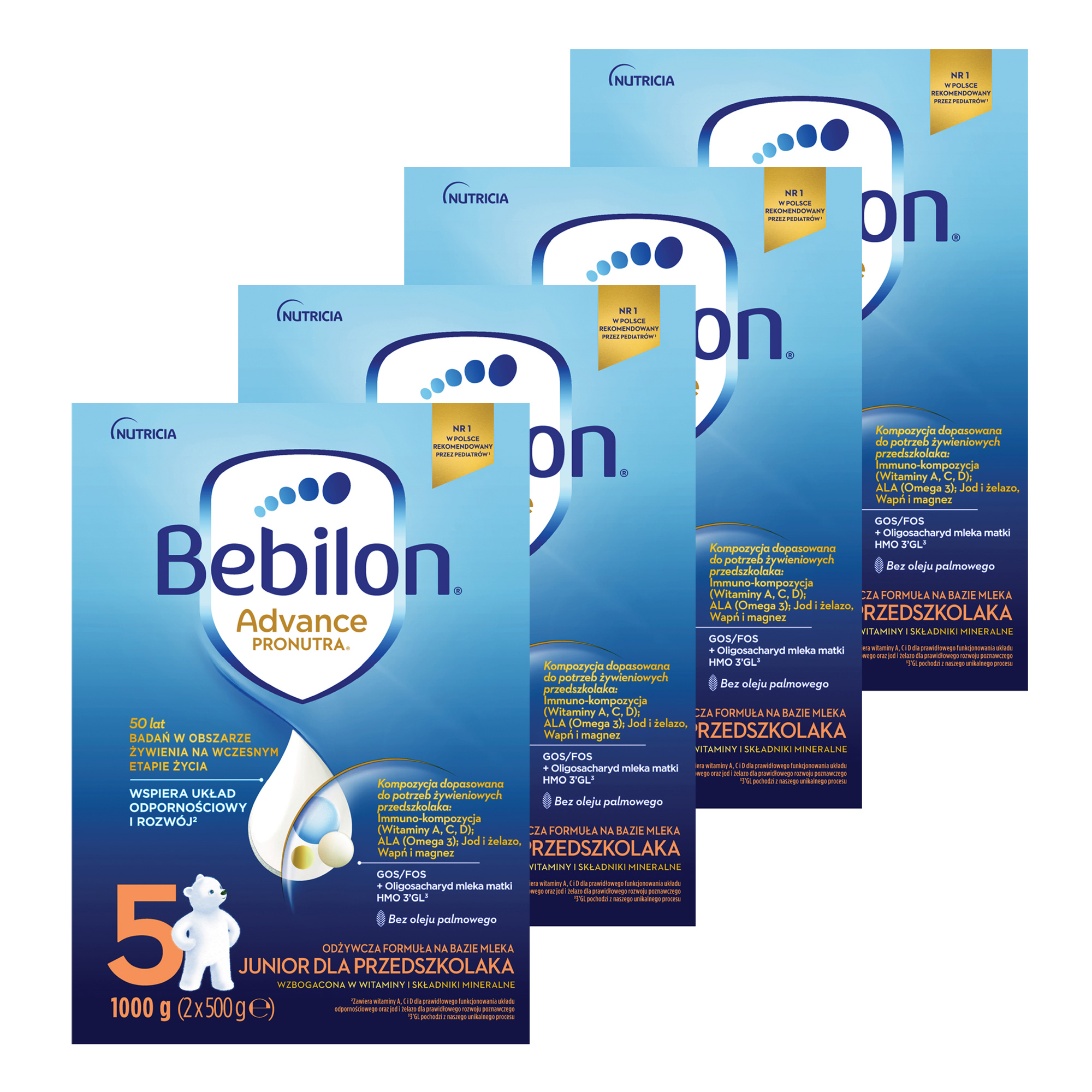 Bebilon 5 Advance Pronutra Junior, odżywcza formuła na bazie mleka dla przedszkolaka, 4 x 1000 g zdjęcie