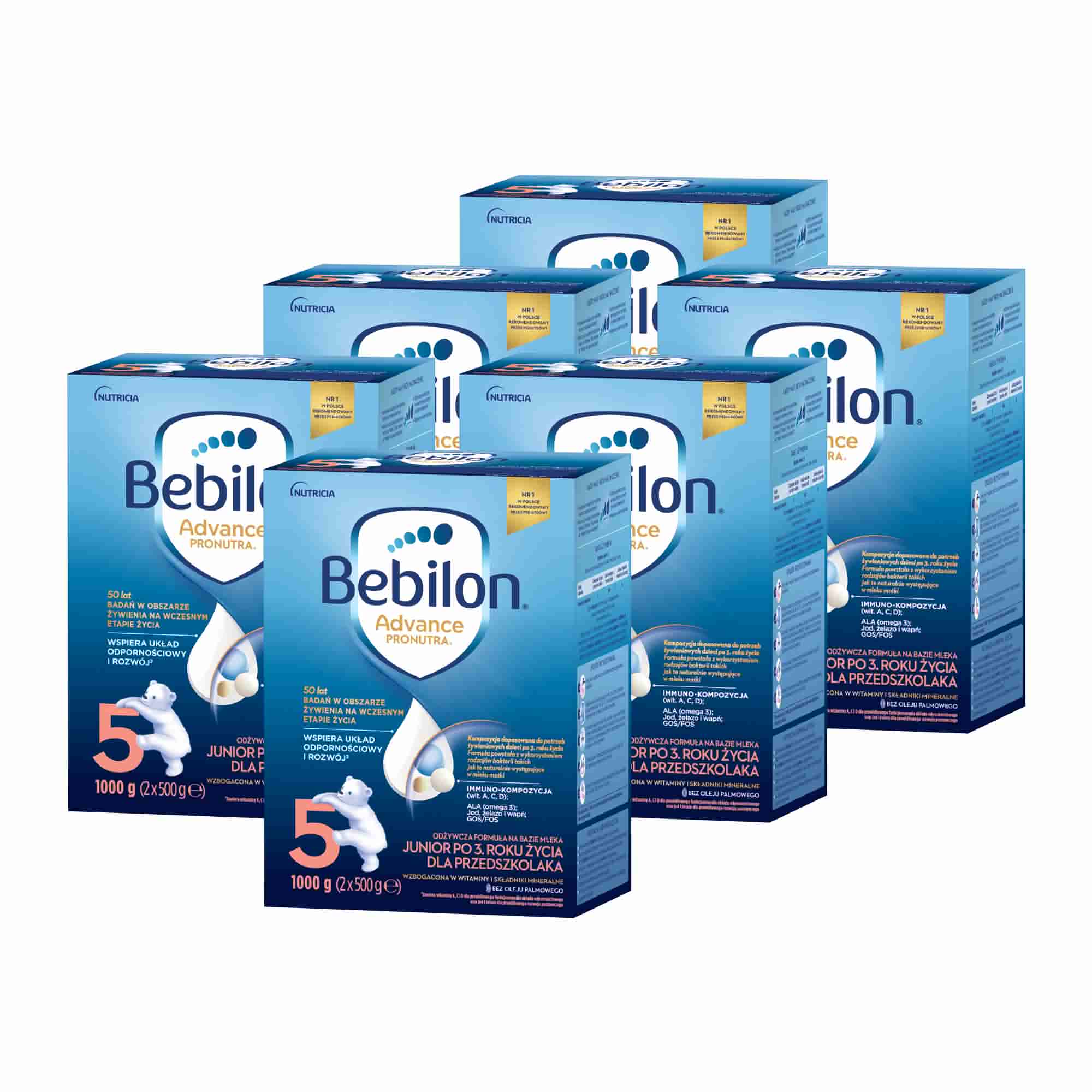 Bebilon 5 Advance Pronutra Junior, odżywcza formuła na bazie mleka dla przedszkolaka, 6 x 1000 g zdjęcie