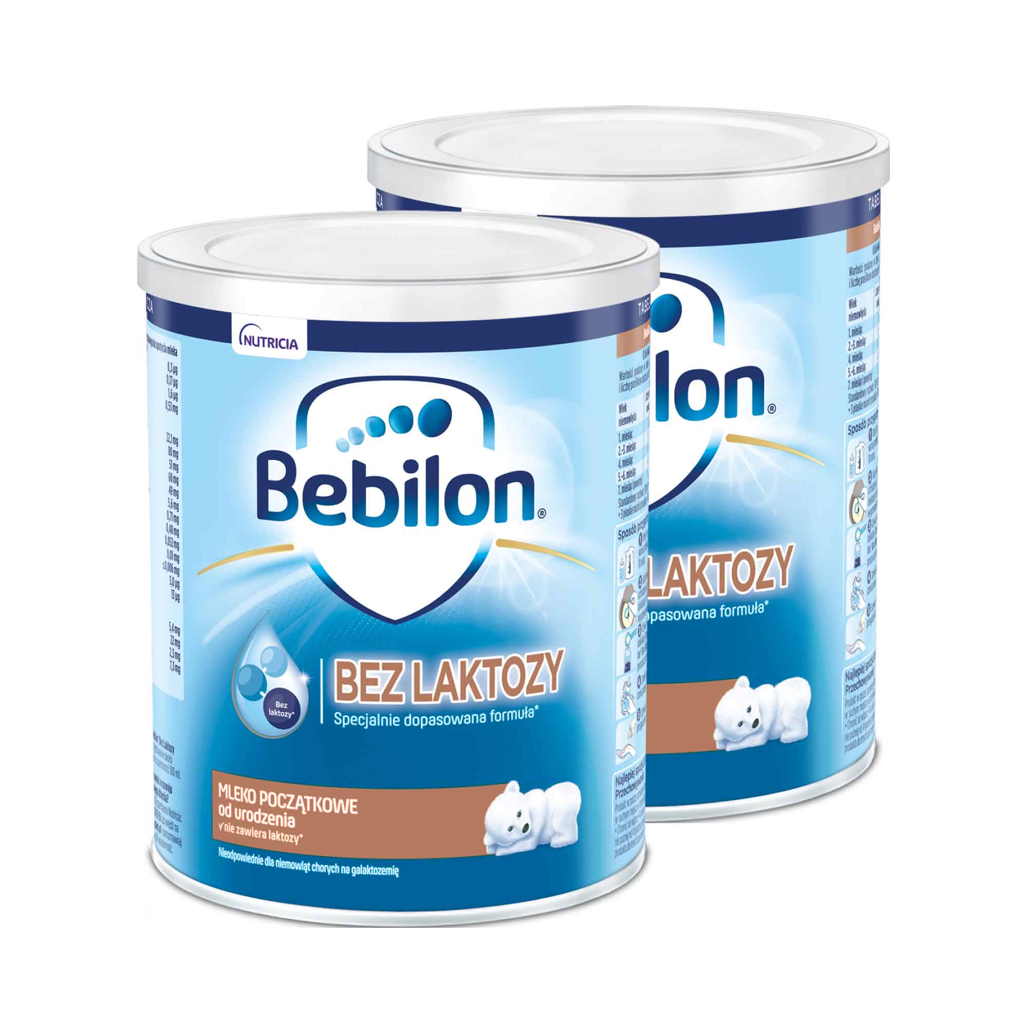 Bebilon bez laktozy, mleko początkowe od urodzenia, 2 x 400 g zdjęcie