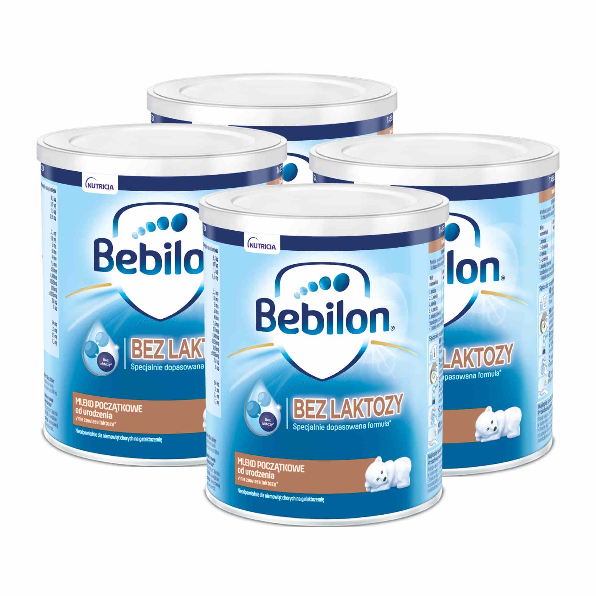 Bebilon bez laktozy, mleko początkowe od urodzenia, 4 x 400 g zdjęcie