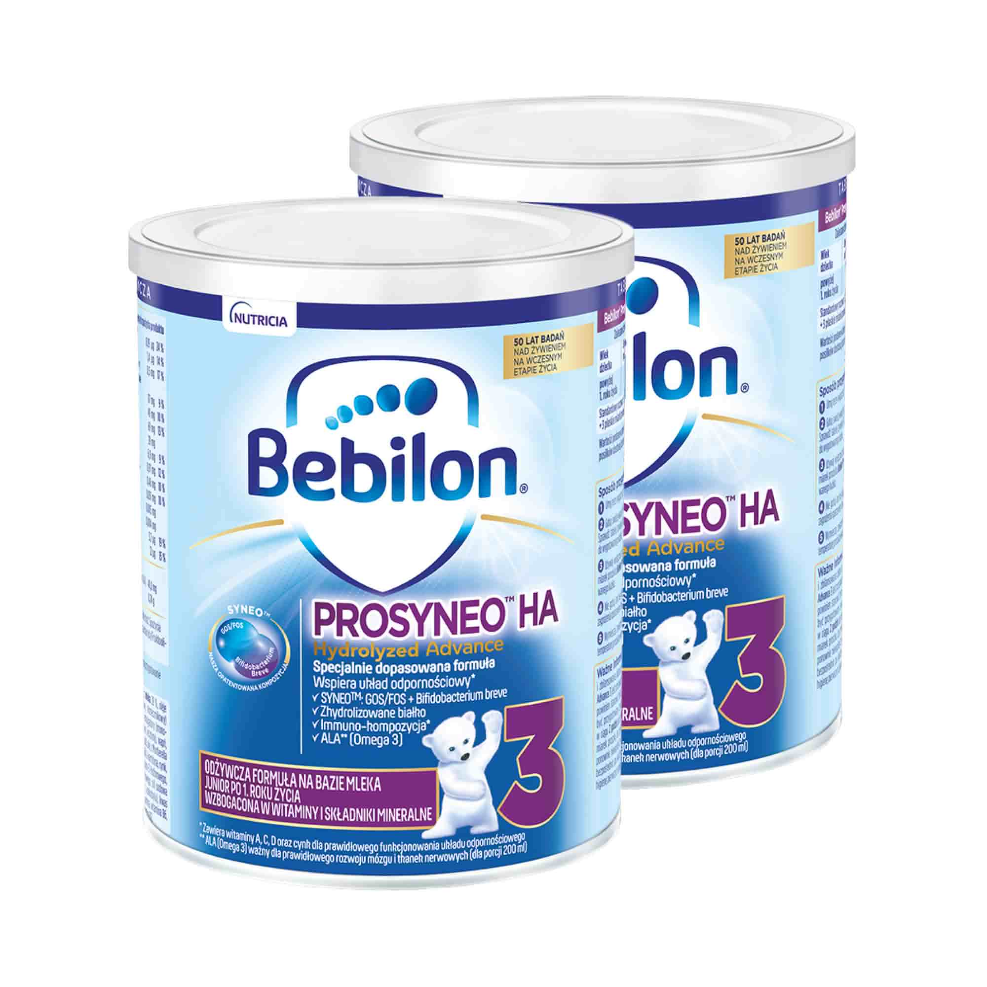 Bebilon Prosyneo HA 3 Hydrolyzed Advance, odżywcza formuła na bazie mleka Junior po 1. roku, 2 x 400 g zdjęcie