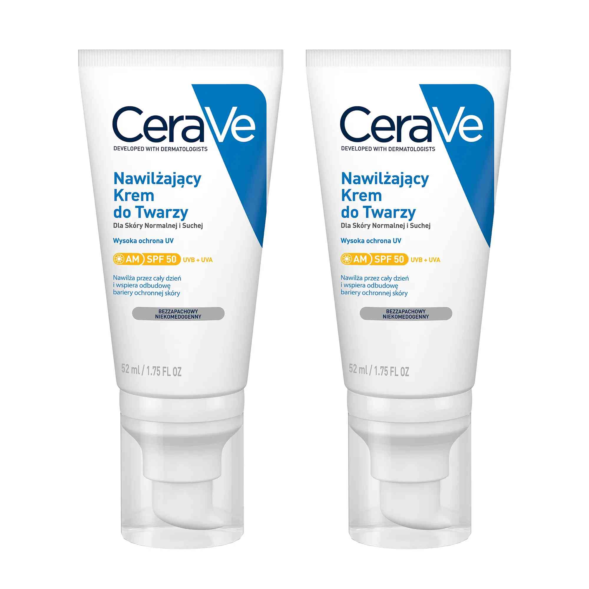 CeraVe, nawilżający krem do twarzy SPF 50, 2 x 52 ml zdjęcie