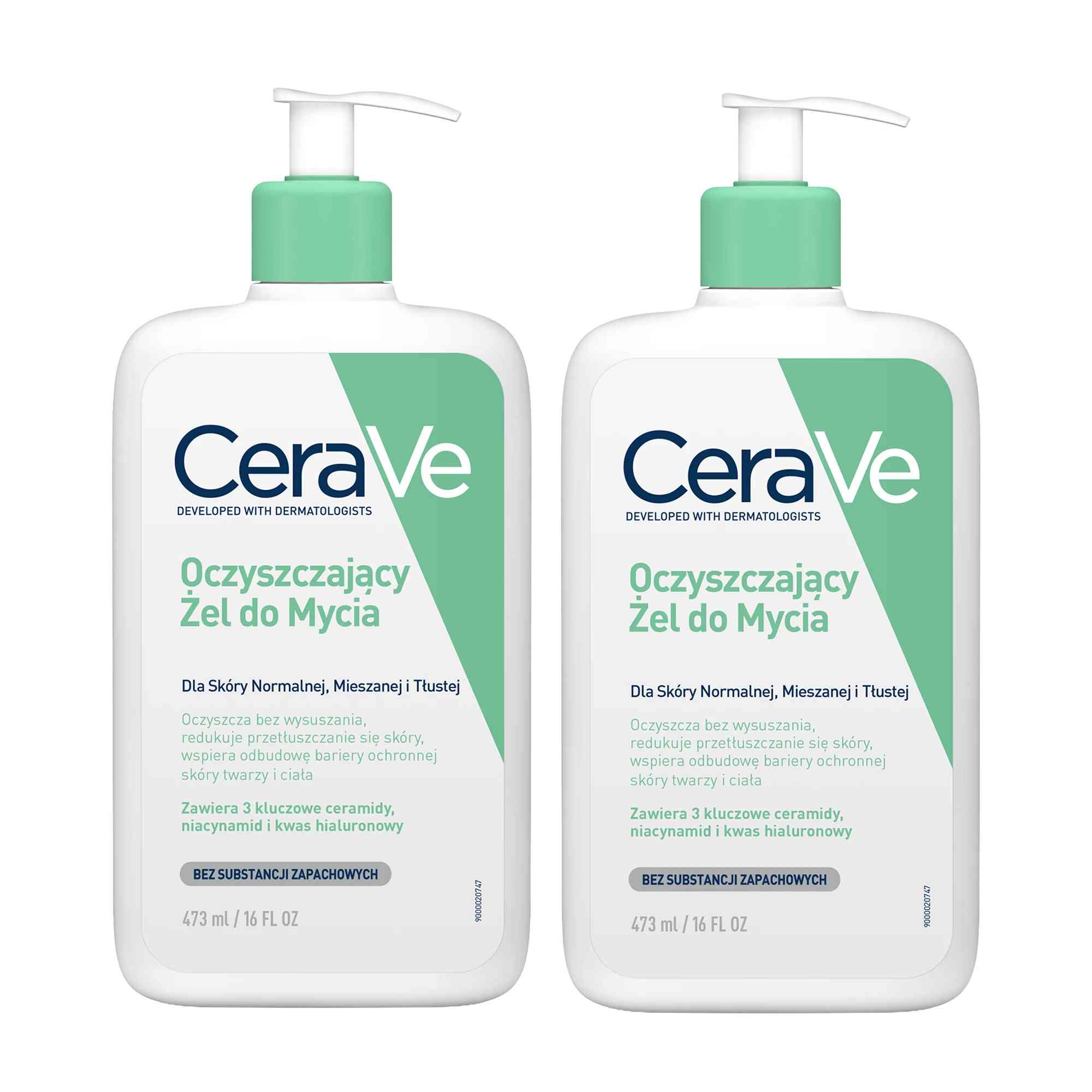 CeraVe, oczyszczający żel do mycia dla skóry normalnej i tłustej, 2 x 473 ml zdjęcie