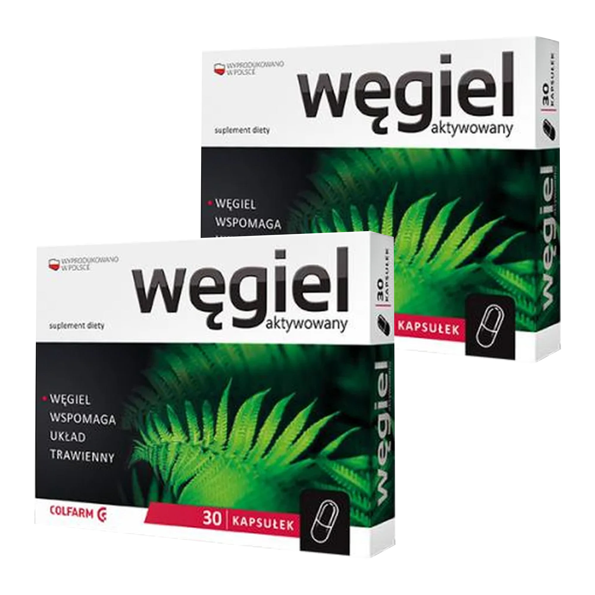 Colfarm, Węgiel aktywowany, kapsułki, 2 x 30 sztuk zdjęcie