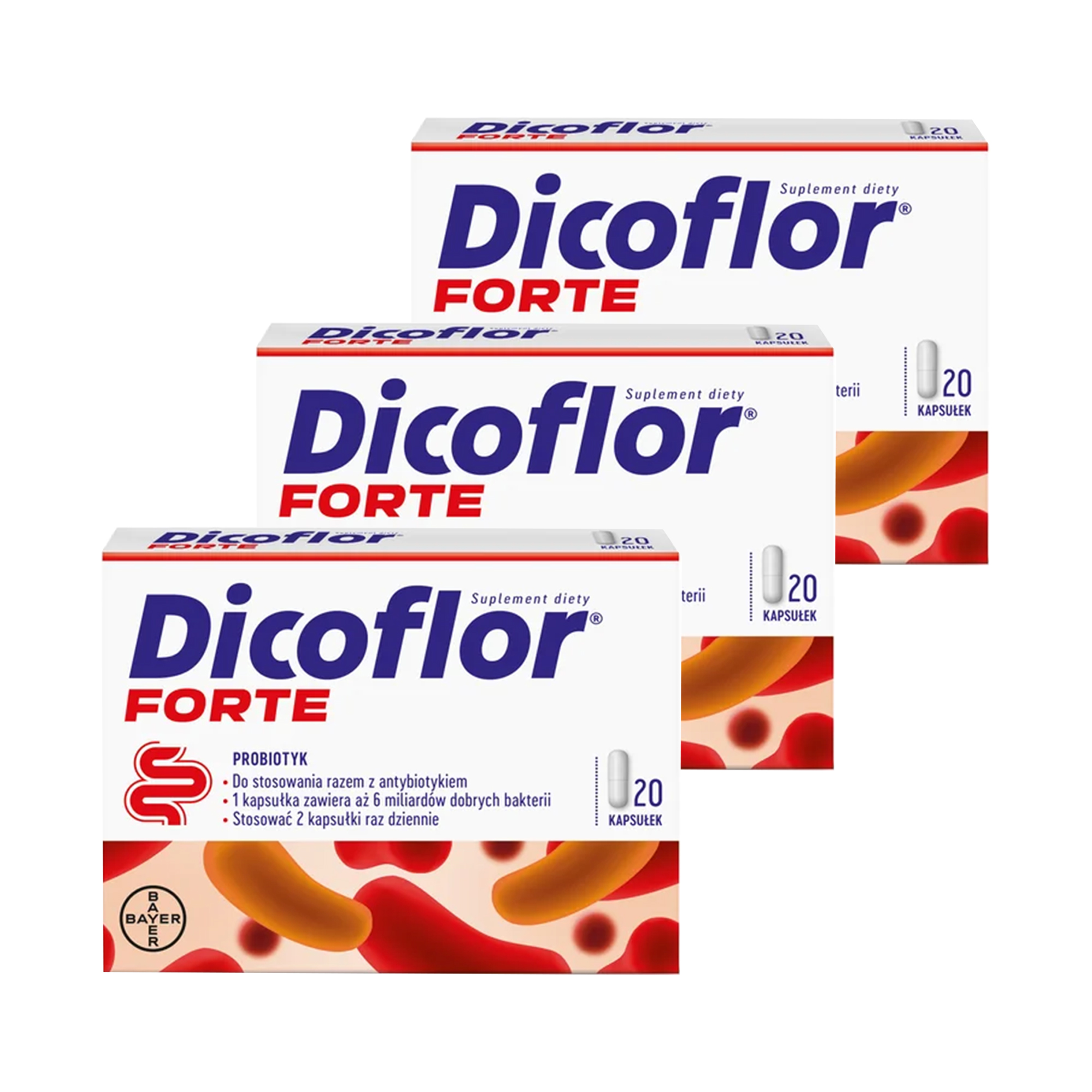 Dicoflor Forte, kapsułki, 3 x 20 kapsułek zdjęcie