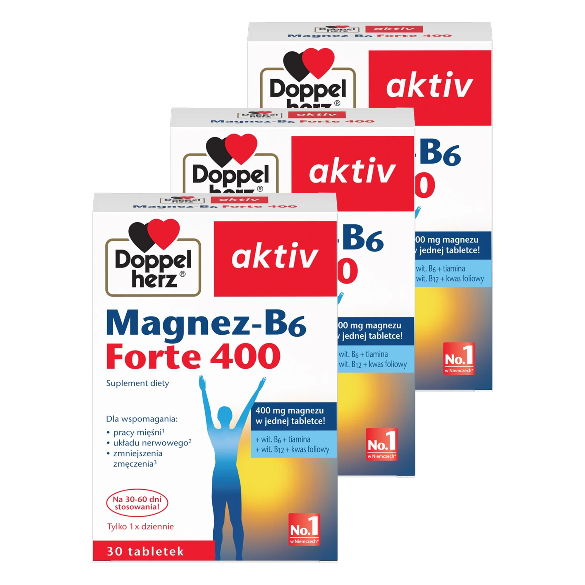 Doppelherz aktiv, Magnez-B6 Forte 400, tabletki, 3 x 30 sztuk zdjęcie