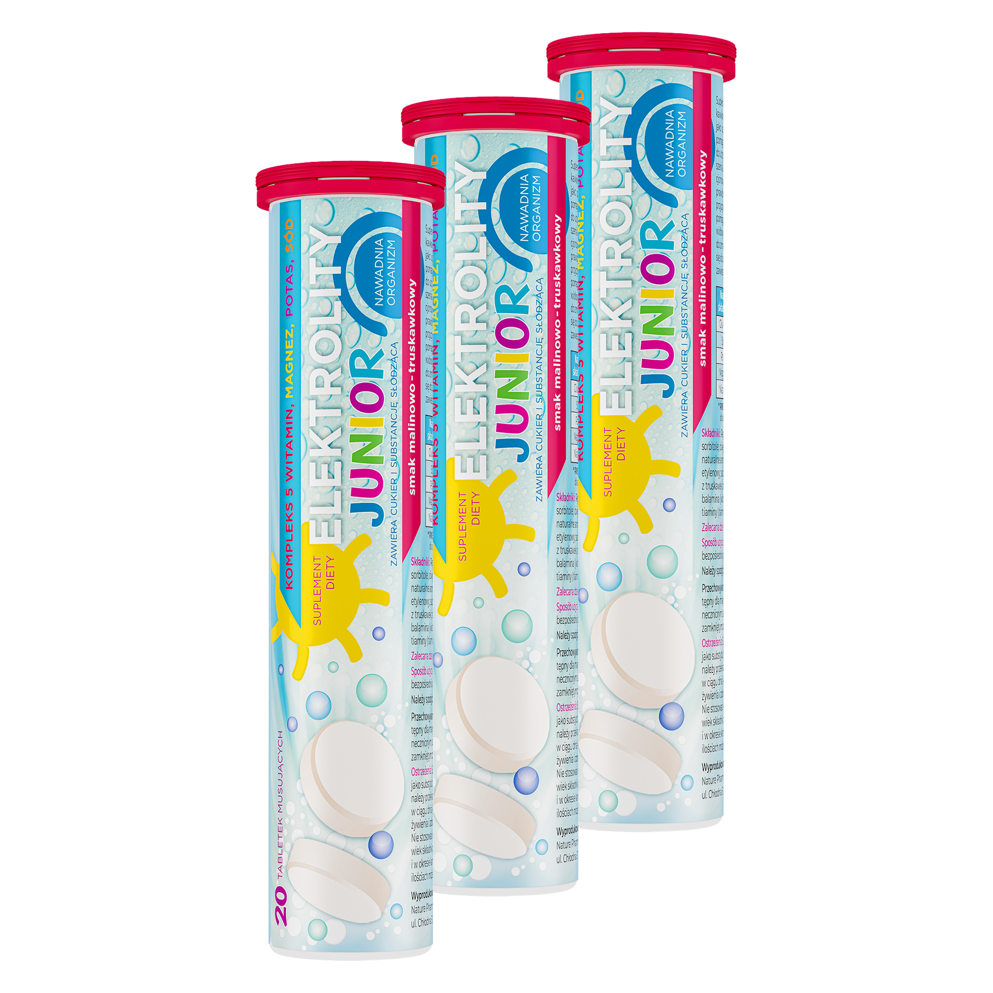 Elektrolity Junior, tabletki musujące, 3 x 20 sztuk zdjęcie