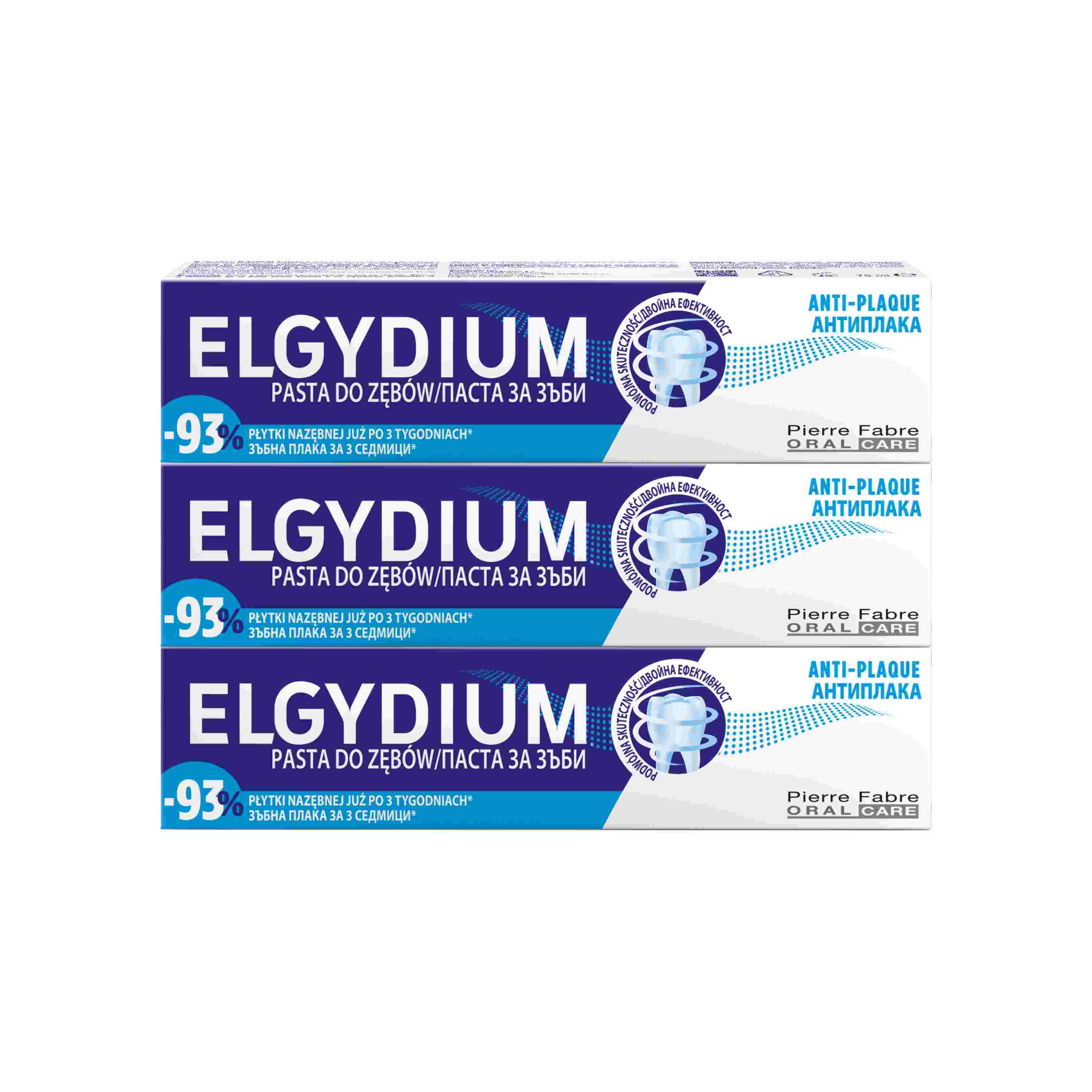 Elgydium Anti Plaque, pasta do zębów, 3 x 75 ml zdjęcie