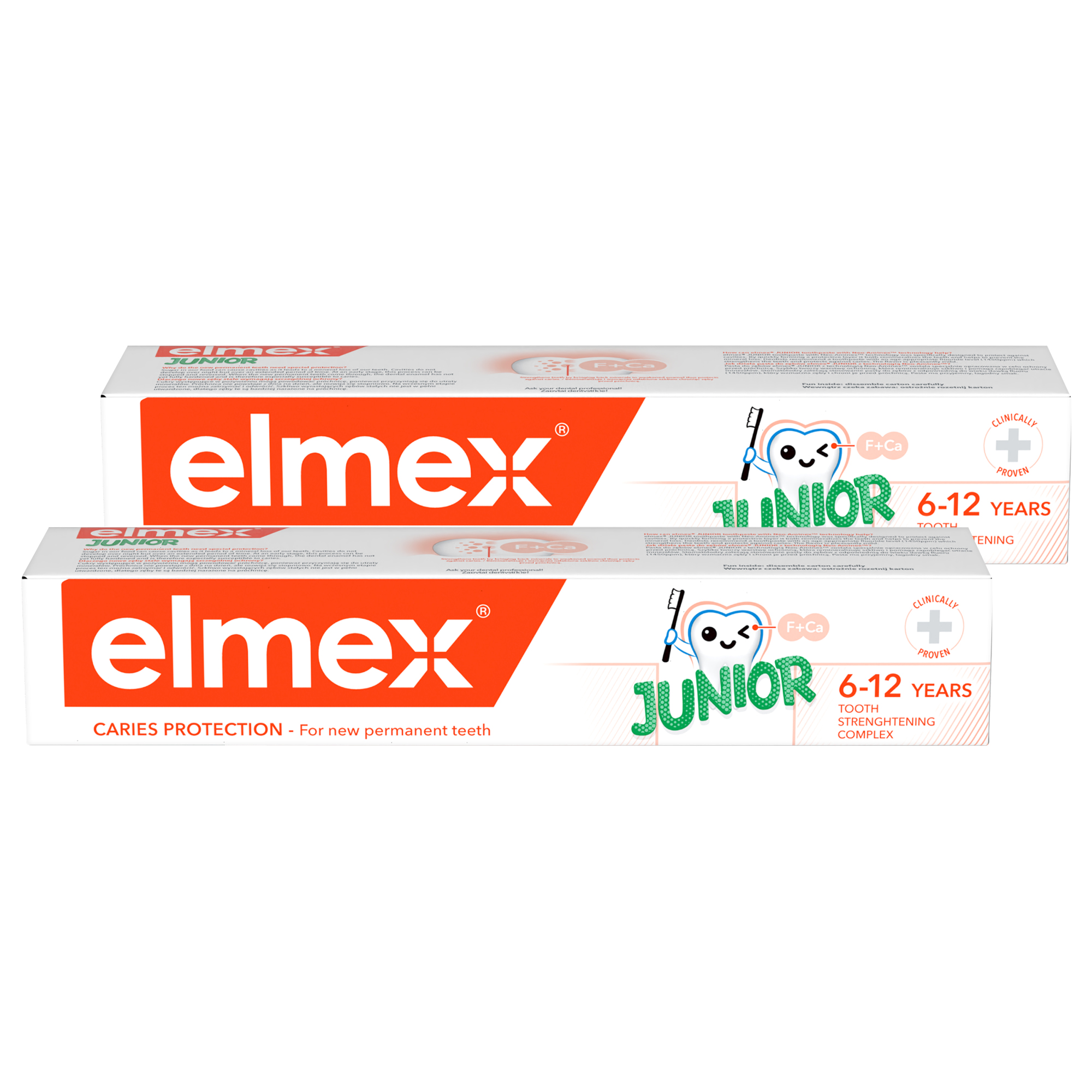 Elmex Junior, pasta do zębów z aminofluorkiem, dla dzieci 6-12 lat, 2 x 75 ml zdjęcie