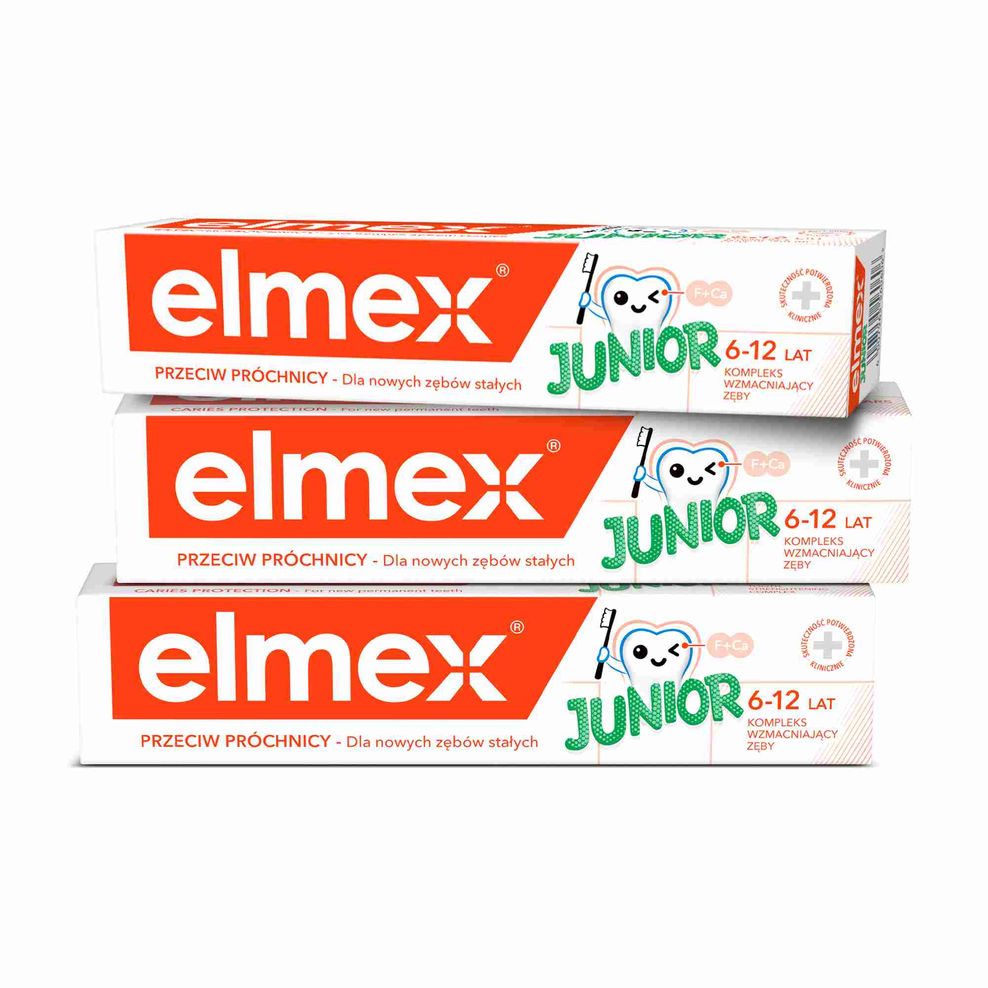 Elmex Junior, pasta do zębów z aminofluorkiem, dla dzieci 6-12 lat, 3 x 75 ml zdjęcie