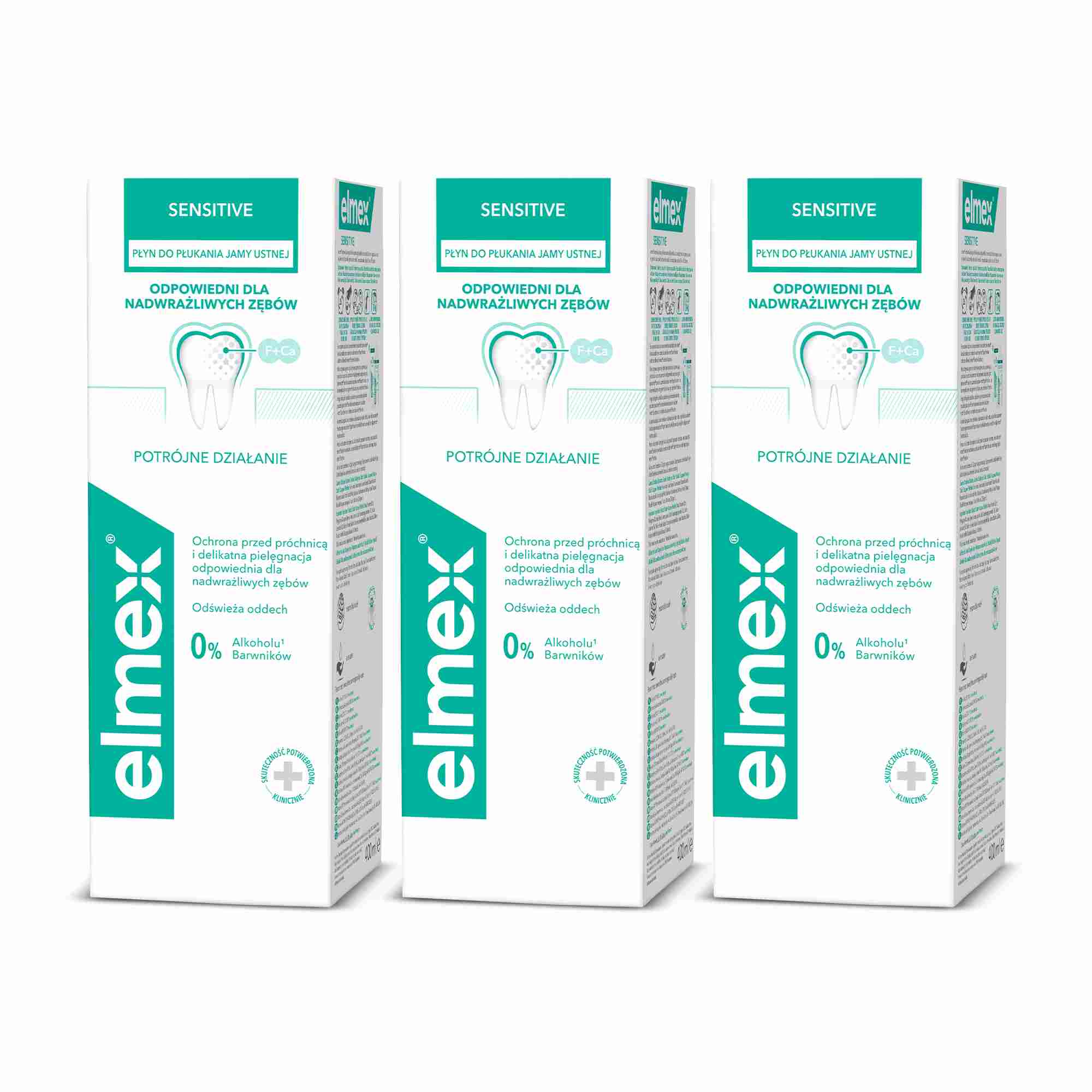 Elmex Sensitive Plus, płyn do płukania jamy ustnej z aminofluorkiem, bez alkoholu, 3 x 400 ml zdjęcie