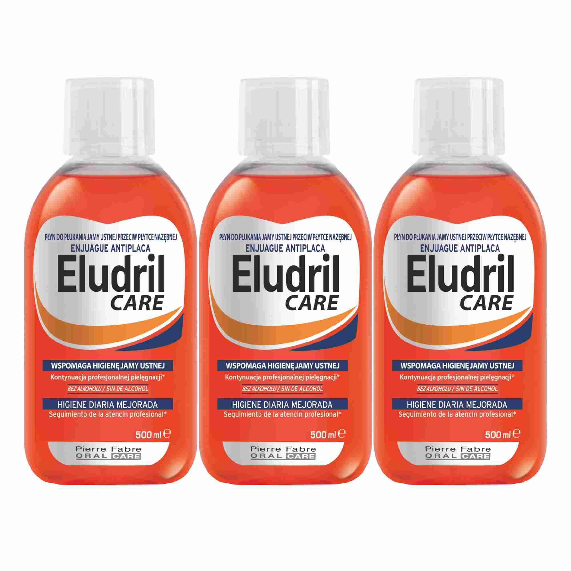 Eludril Care, płyn do płukania jamy ustnej przeciw płytce nazębnej, 3 x 500 ml zdjęcie