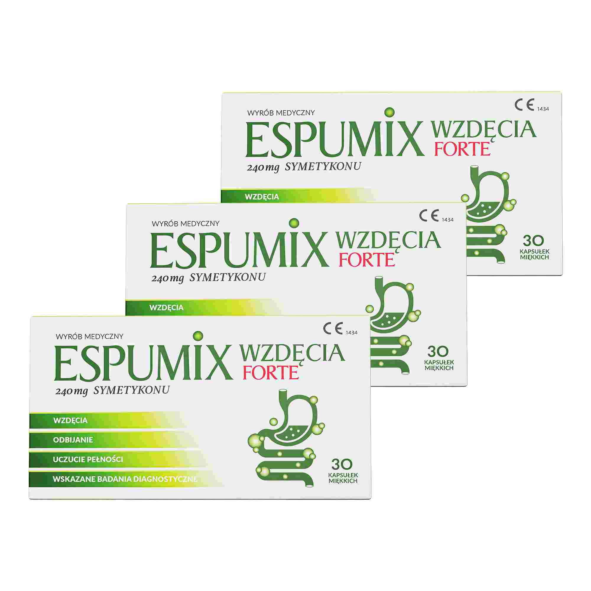 Espumix Wzdęcia Forte 240 mg symetykonu, kapsułki, 3 x 30 sztuk zdjęcie