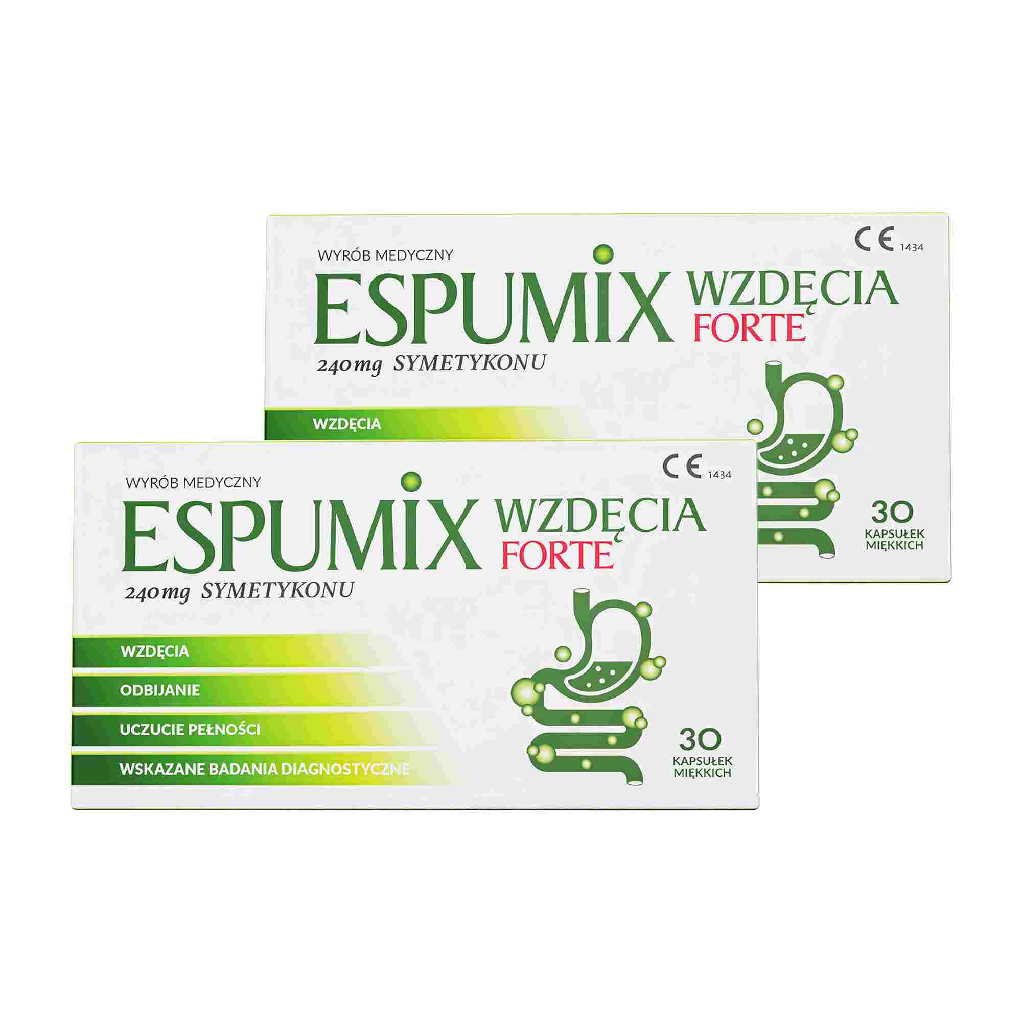 Espumix Wzdęcia Forte 240 mg symetykonu, kapsułki, 2 x 30 sztuk zdjęcie