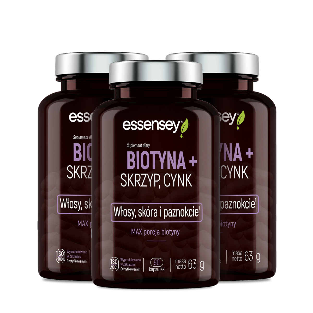 Essensey Biotyna + Skrzyp, Cynk, kapsułki, 3 x 90 sztuk