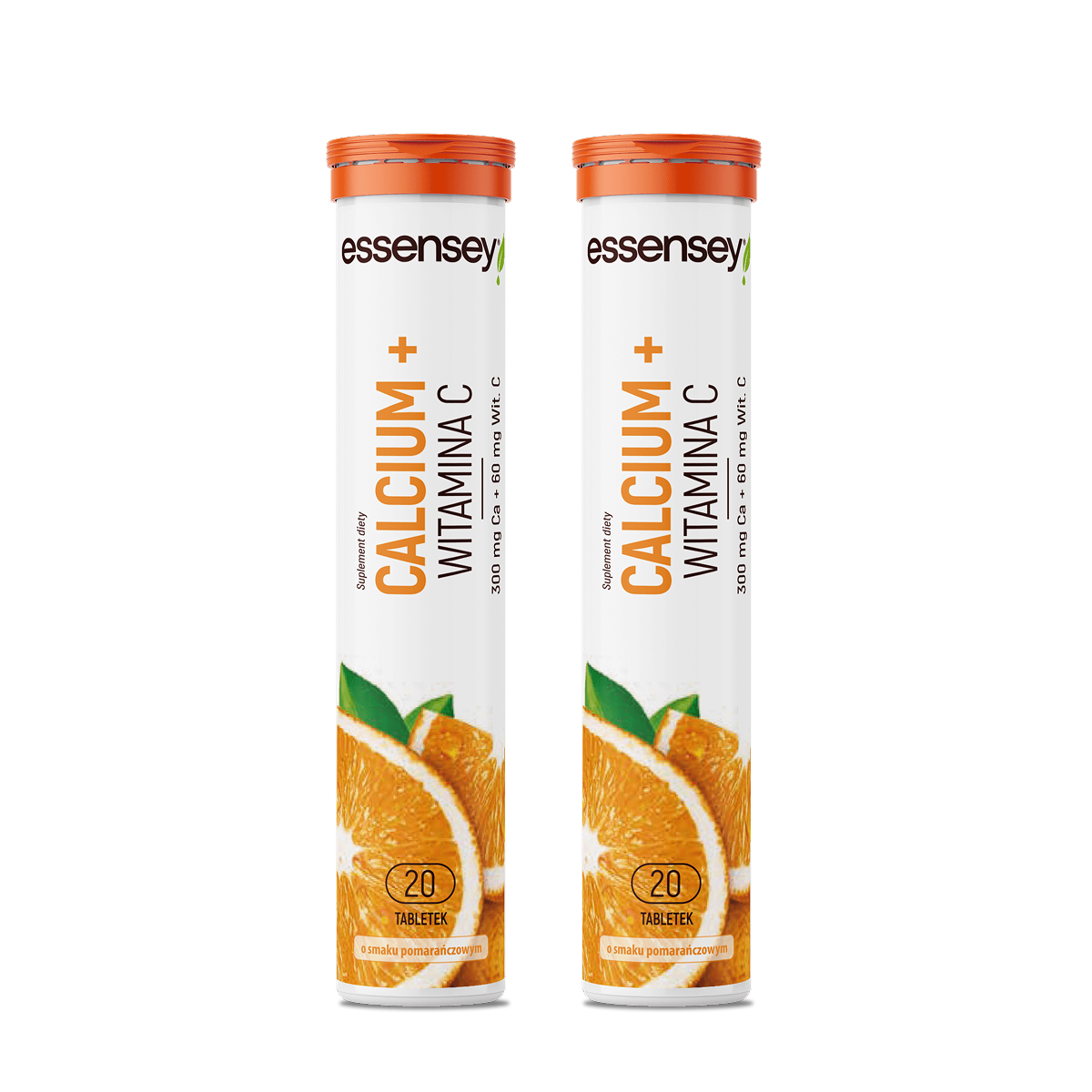 Essensey Calcium 300 Mg + Witamina C 60 Mg Pomarańcza, tabletki musujące, 2 x 20 sztuk zdjęcie