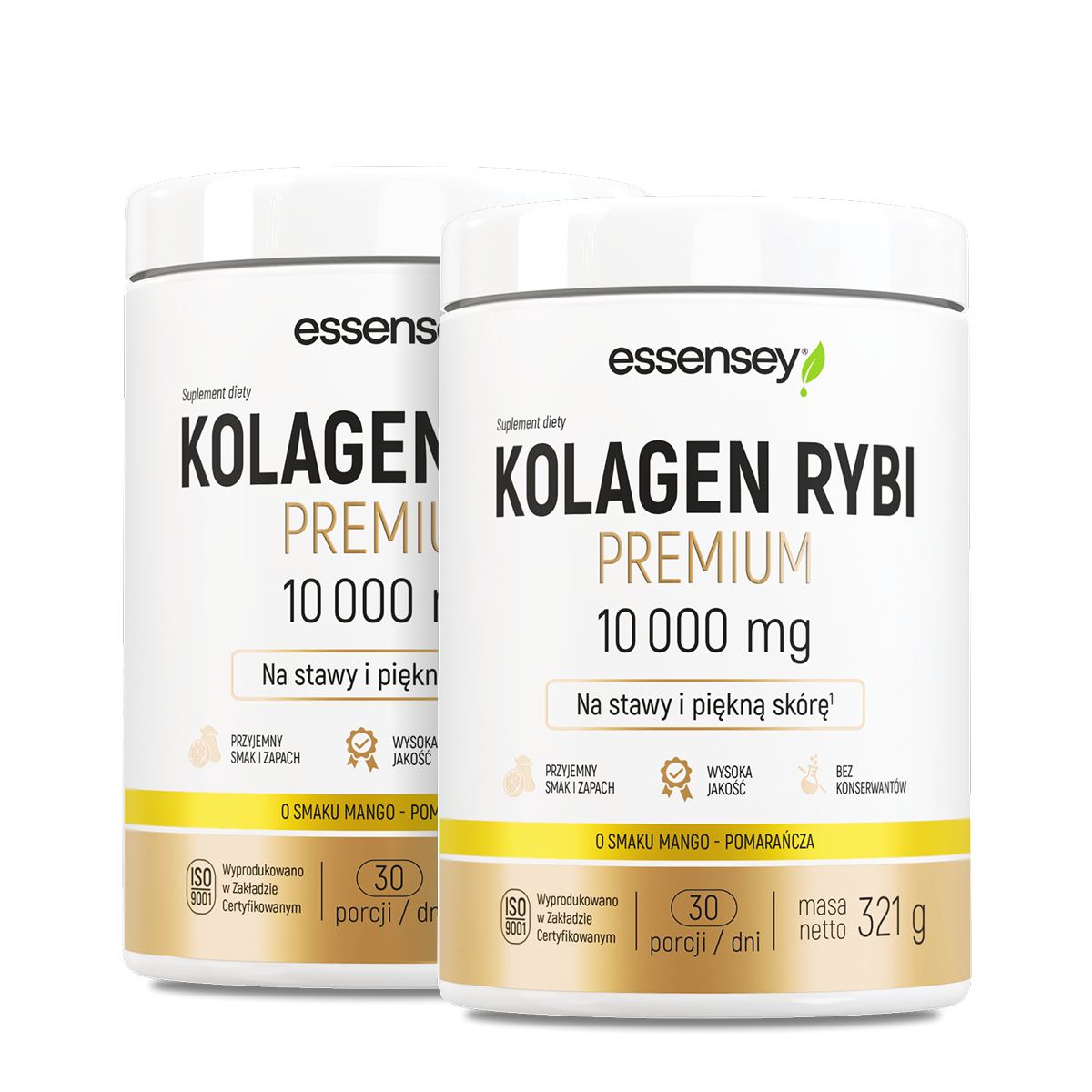 Essensey Kolagen Rybi Premium 10000 mg, smak mango-pomarańcza, 2 x 321 g zdjęcie