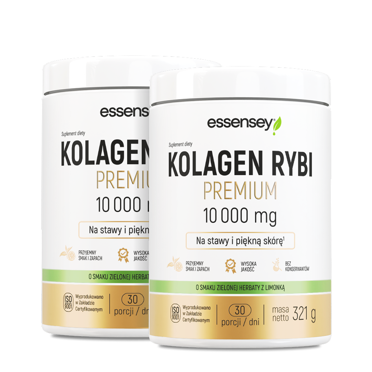Essensey Kolagen Rybi Premium 10000 mg, zielona herbata-limonka, 2 x 321 g zdjęcie