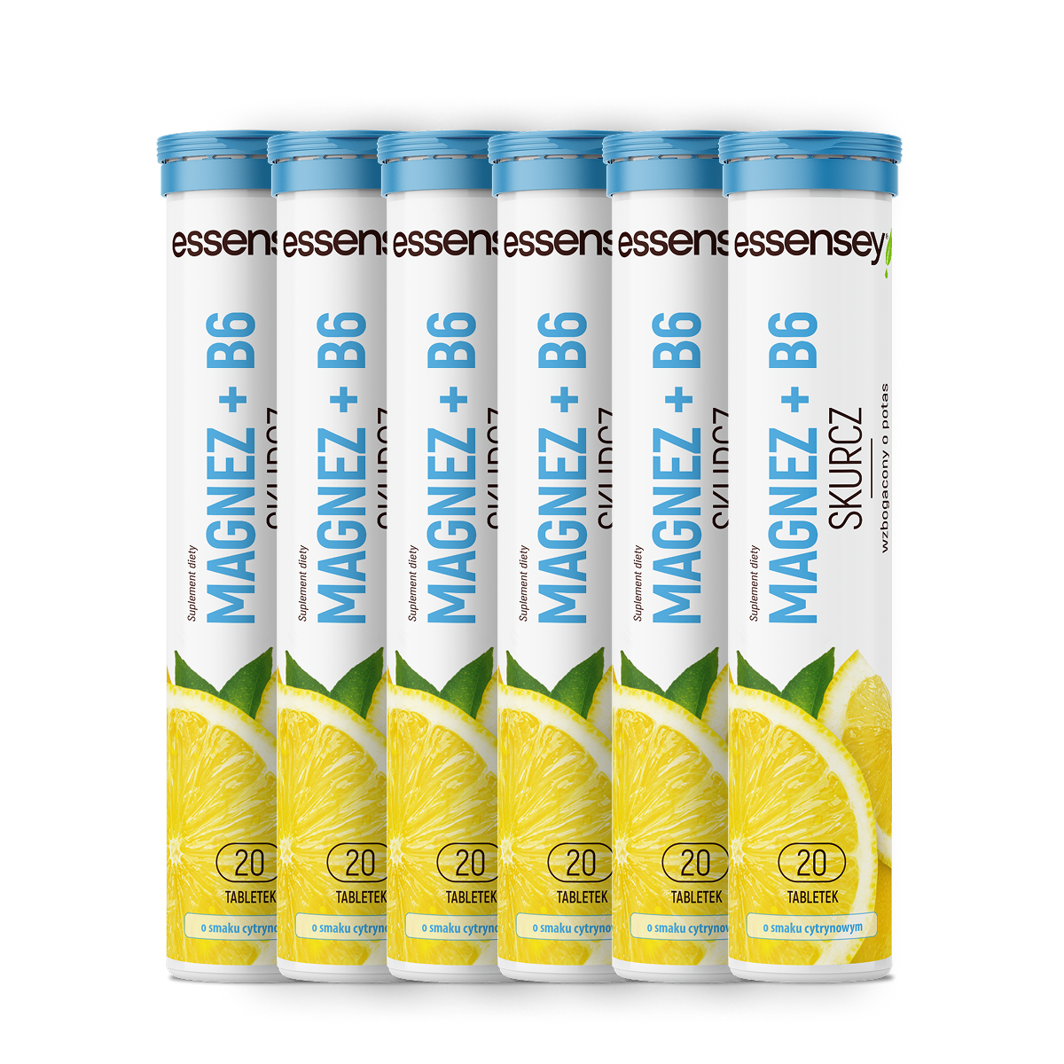 Essensey Magnez + B6 Skurcz Cytryna, tabletki musujące, 6 x 20 sztuk zdjęcie