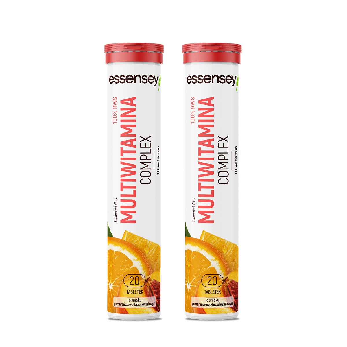 Essensey Multiwitamina Complex Pomarańcza Brzoskwinia, tabletki musujące, 2 x 20 sztuk zdjęcie