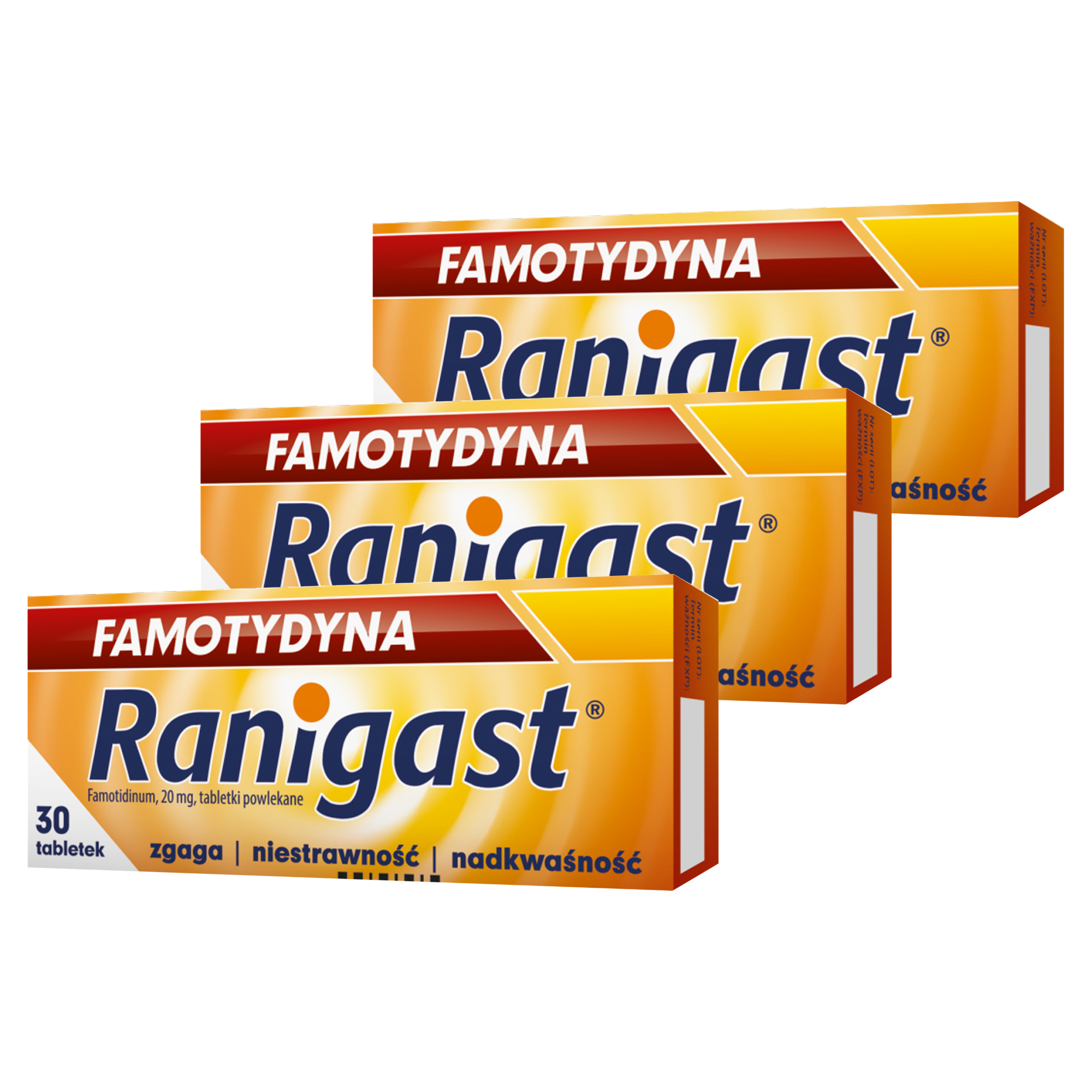 Famotydyna Ranigast, tabletki, 3 x 30 sztuk zdjęcie