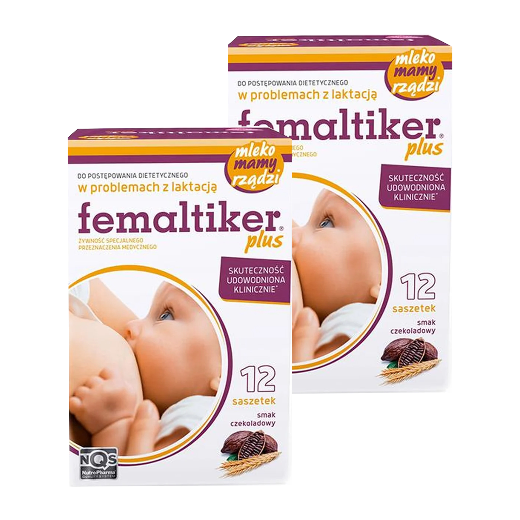 Femaltiker Plus smak czekoladowy, proszek w saszetkach, 2 x 12 sztuk zdjęcie